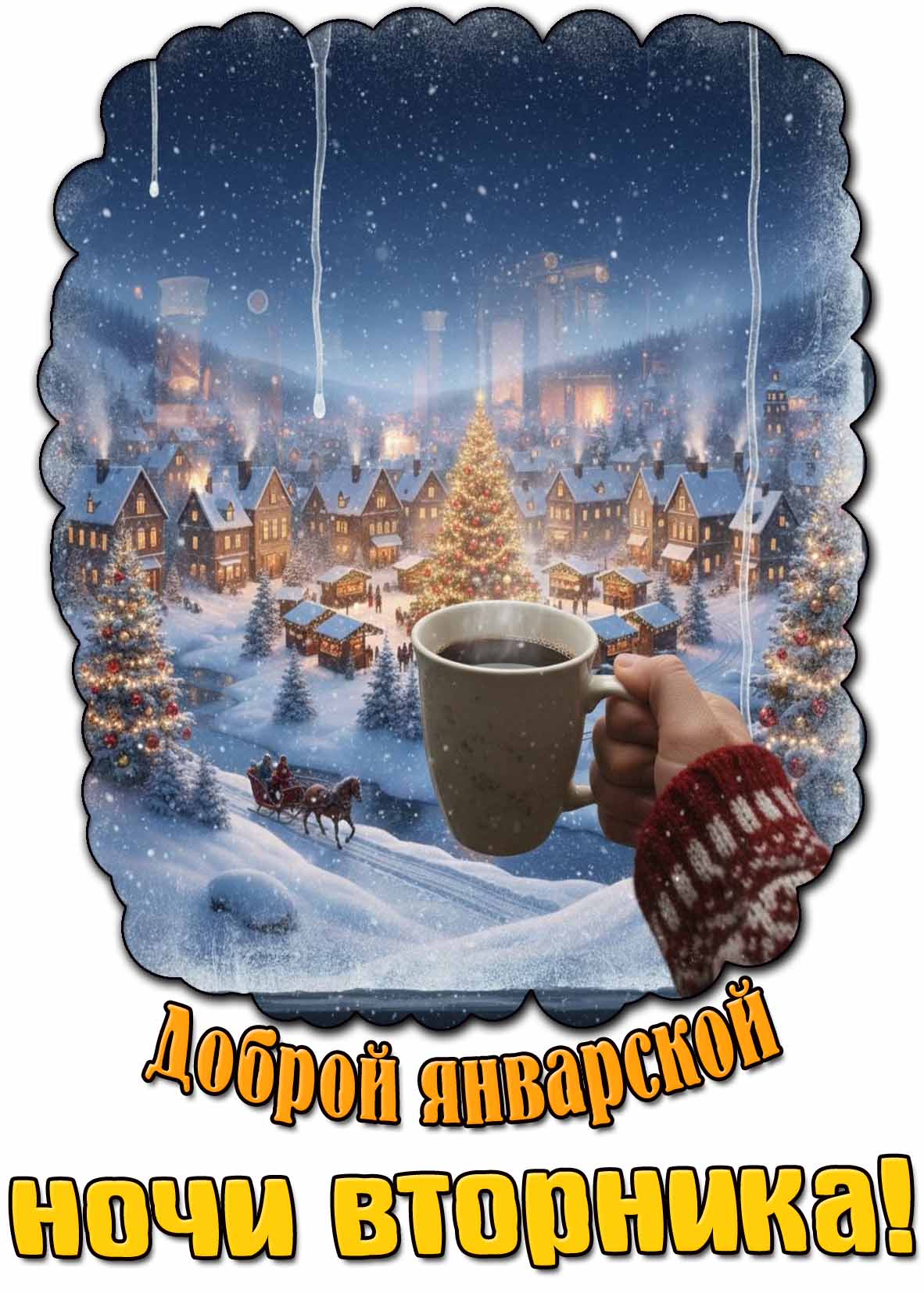 Открытка доброй январской ночи вторника