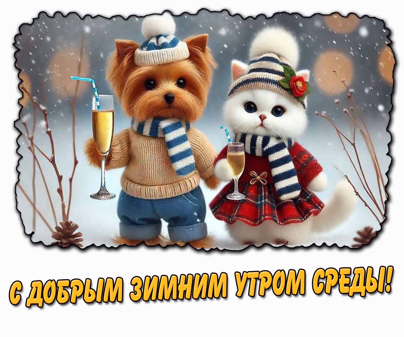 Прикольная открытка с добрым зимним утром среды