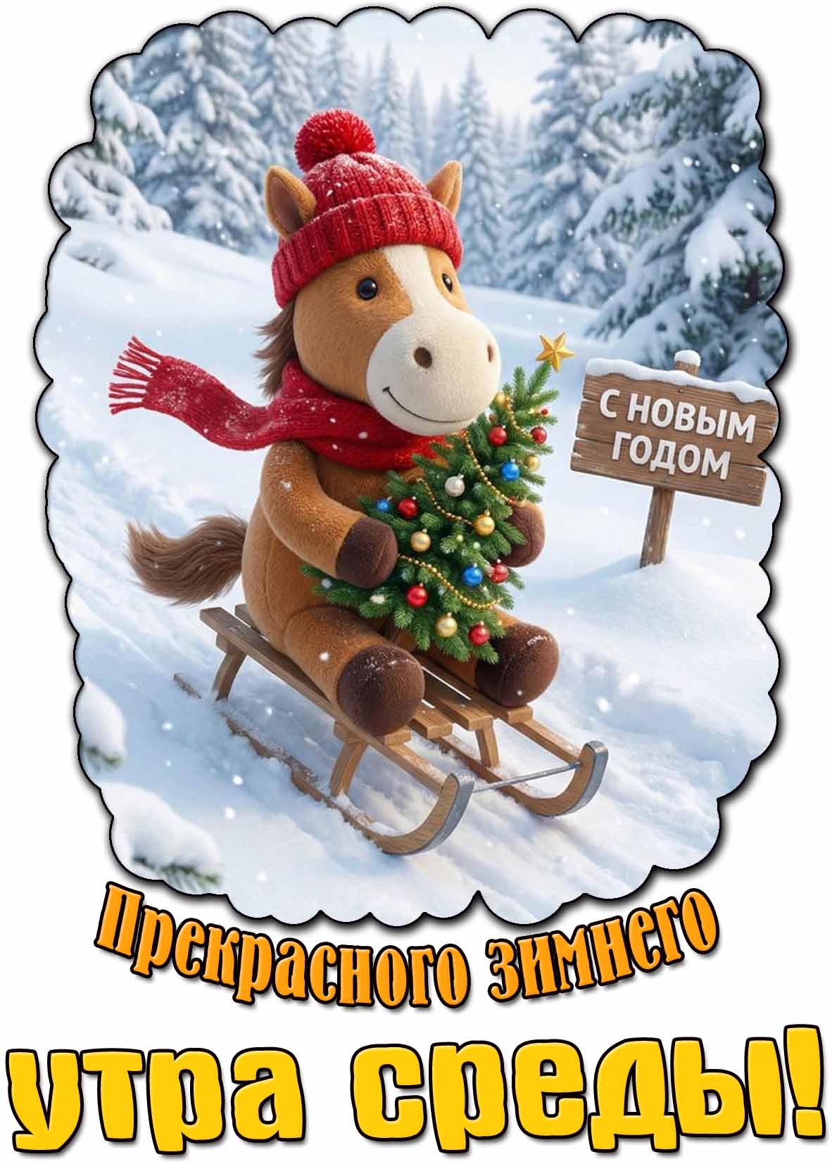 Открытка прекрасного зимнего утра среды