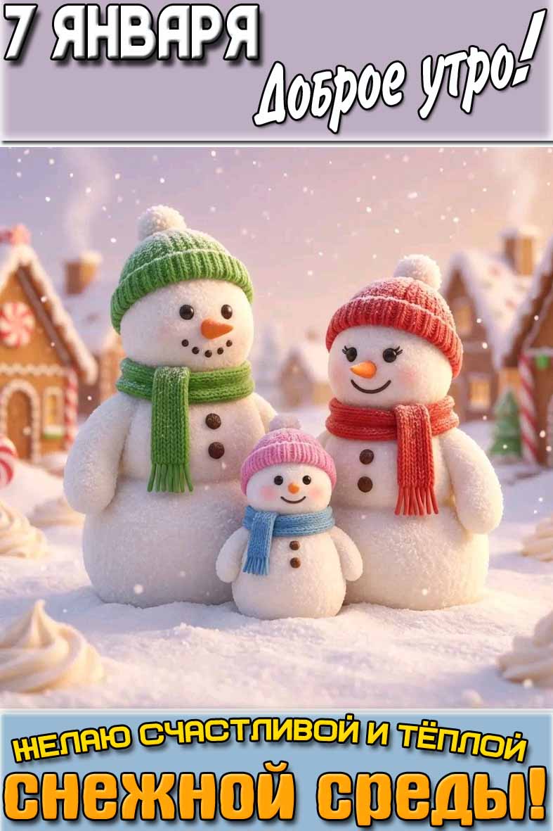 Картинка "7 января доброе утро! Желаю счастливой и тёплой снежной среды!"