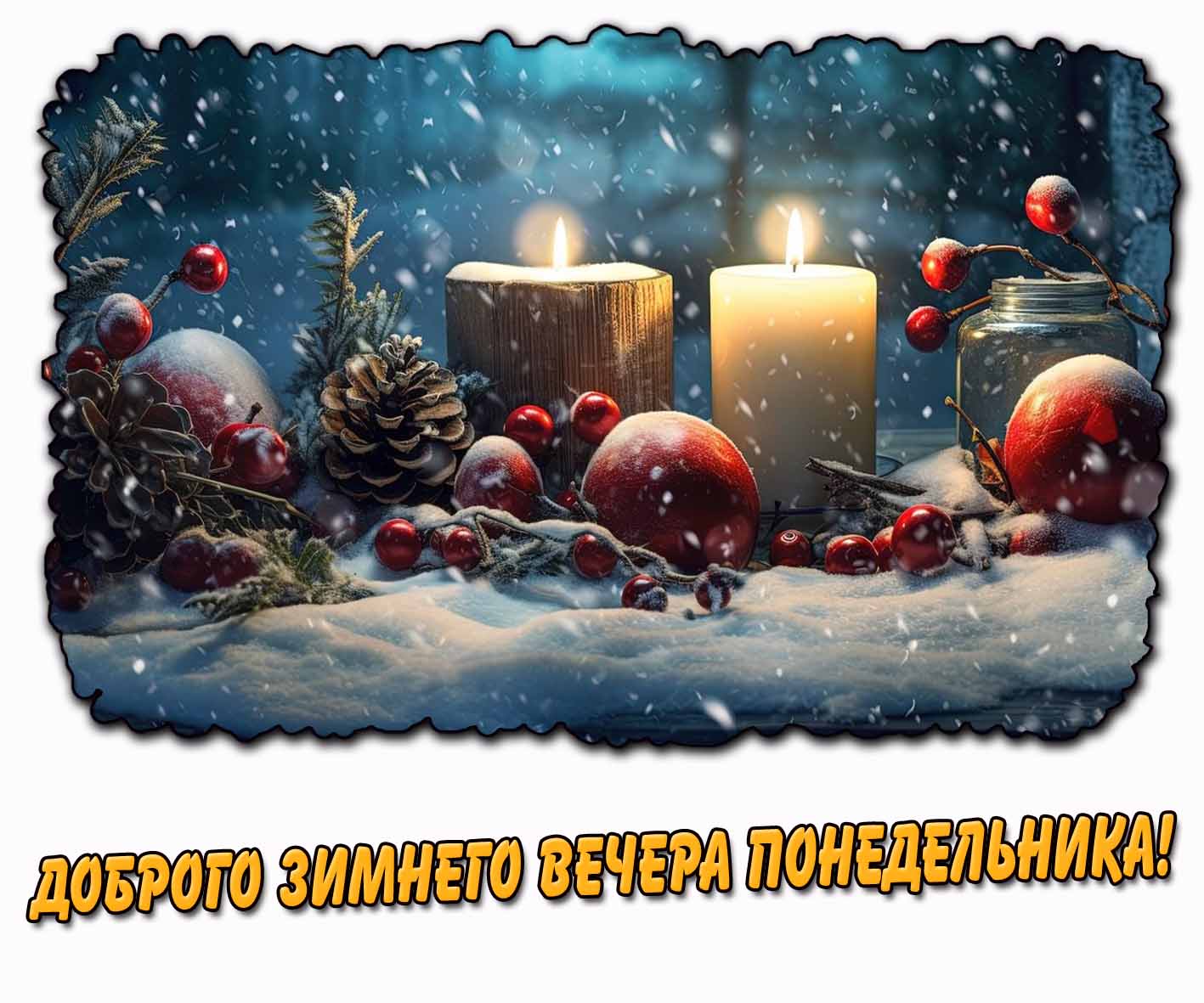 Открытка доброго зимнего вечера понедельника