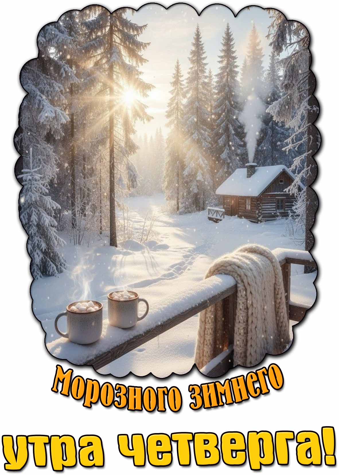 Морозного зимнего утра четверга! - красивая открытка