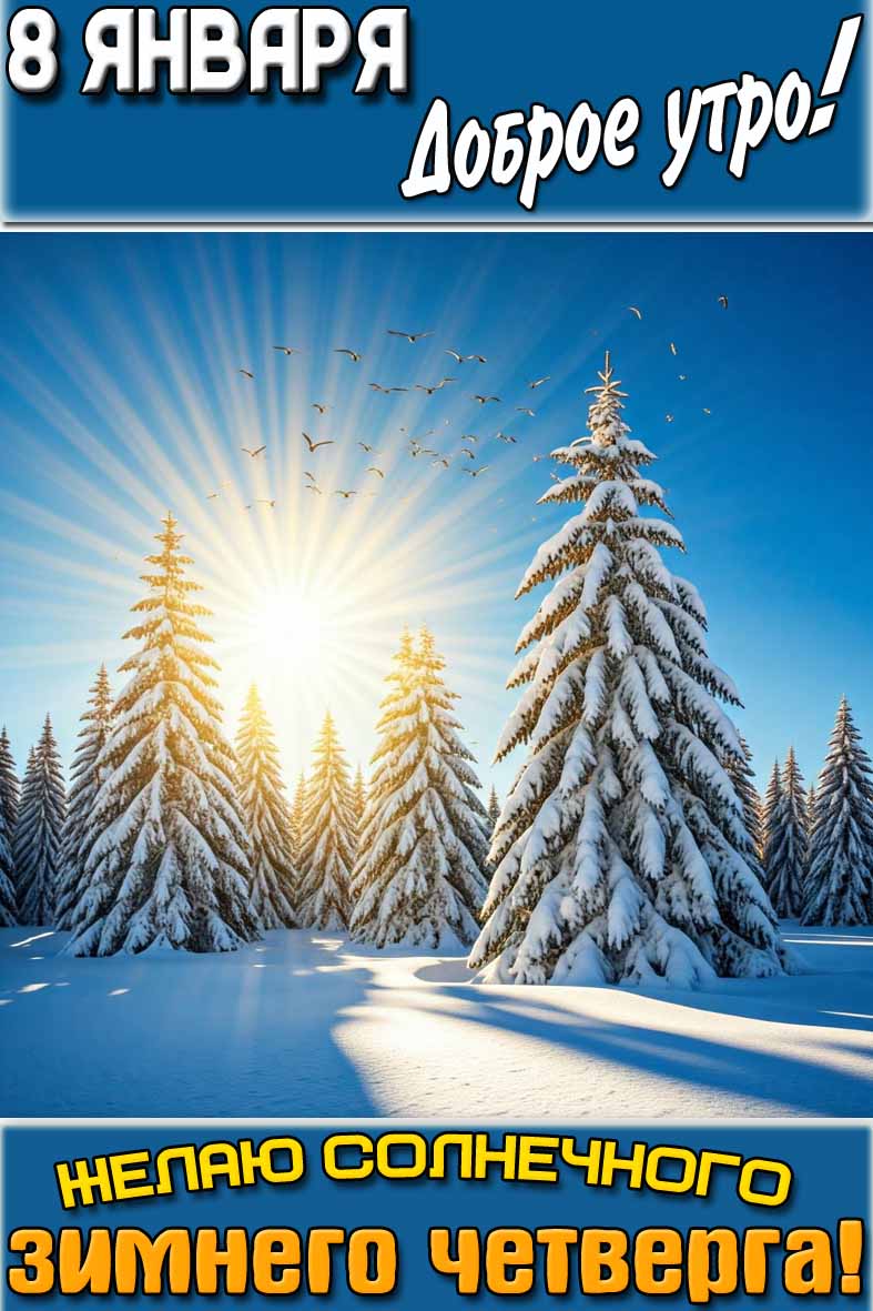 Картинка "8 января доброе утро! Желаю солнечного зимнего четверга!"