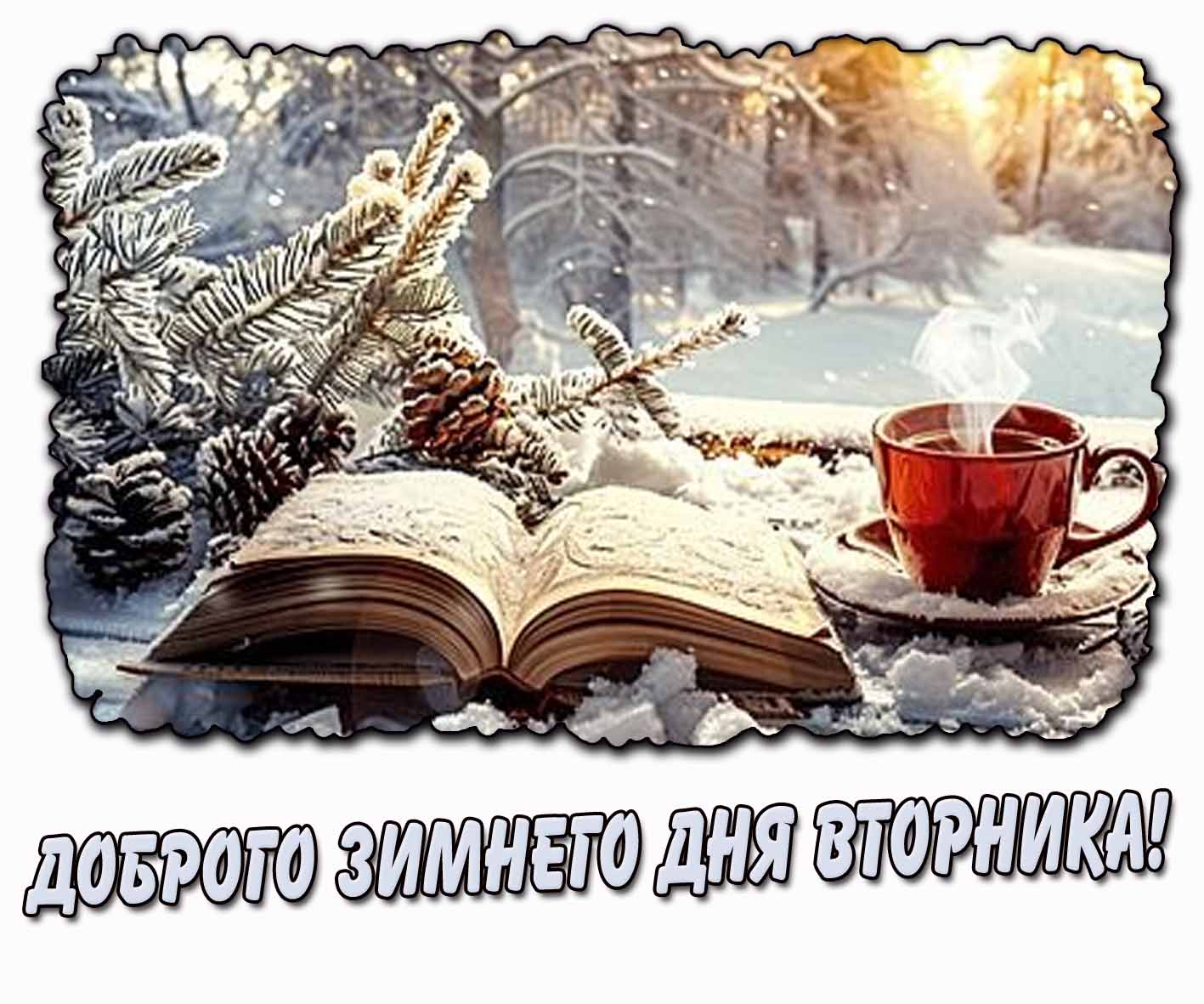 Доброго зимнего дня вторника! - красивая открытка