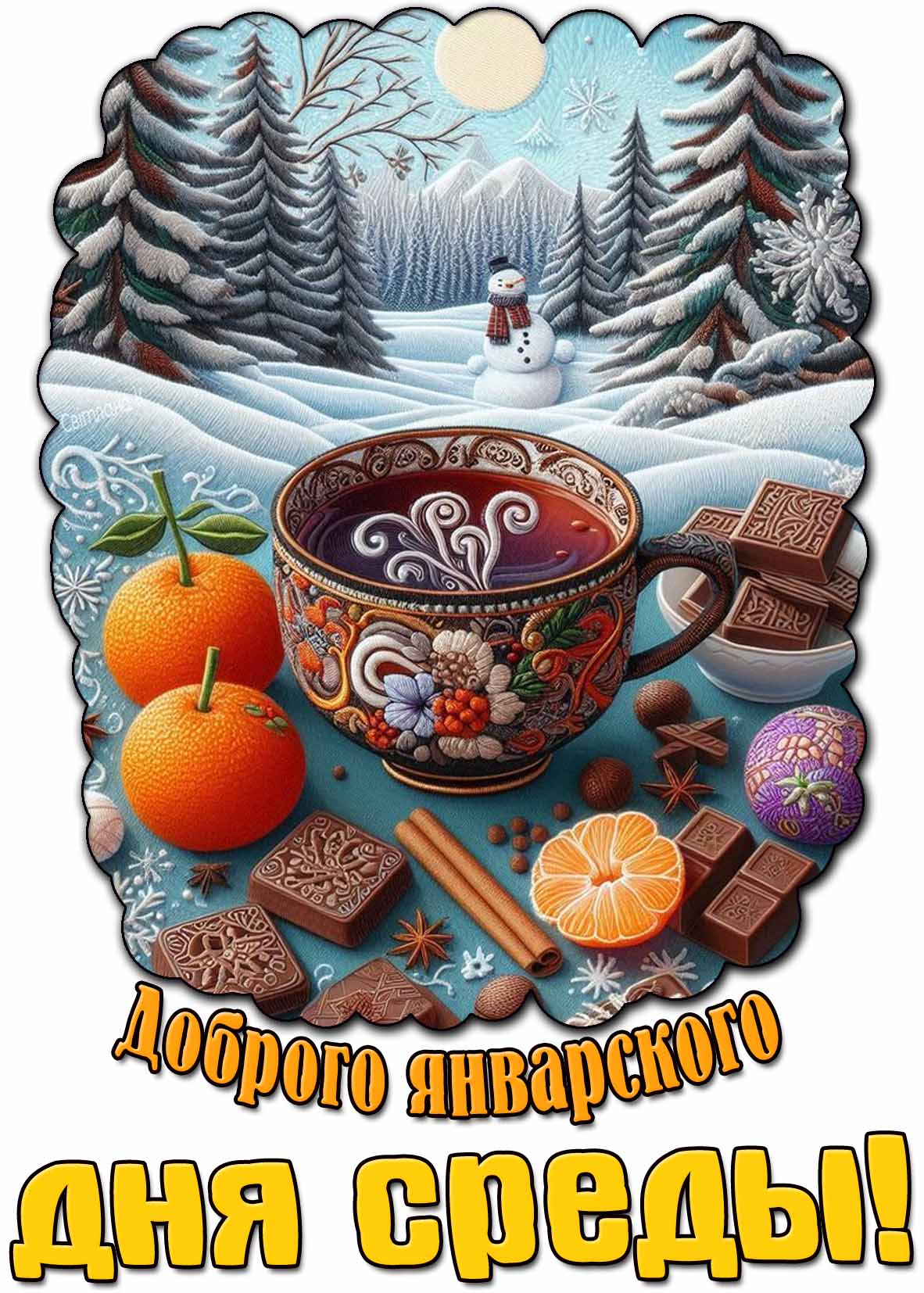 Открытка доброго январского дня среды