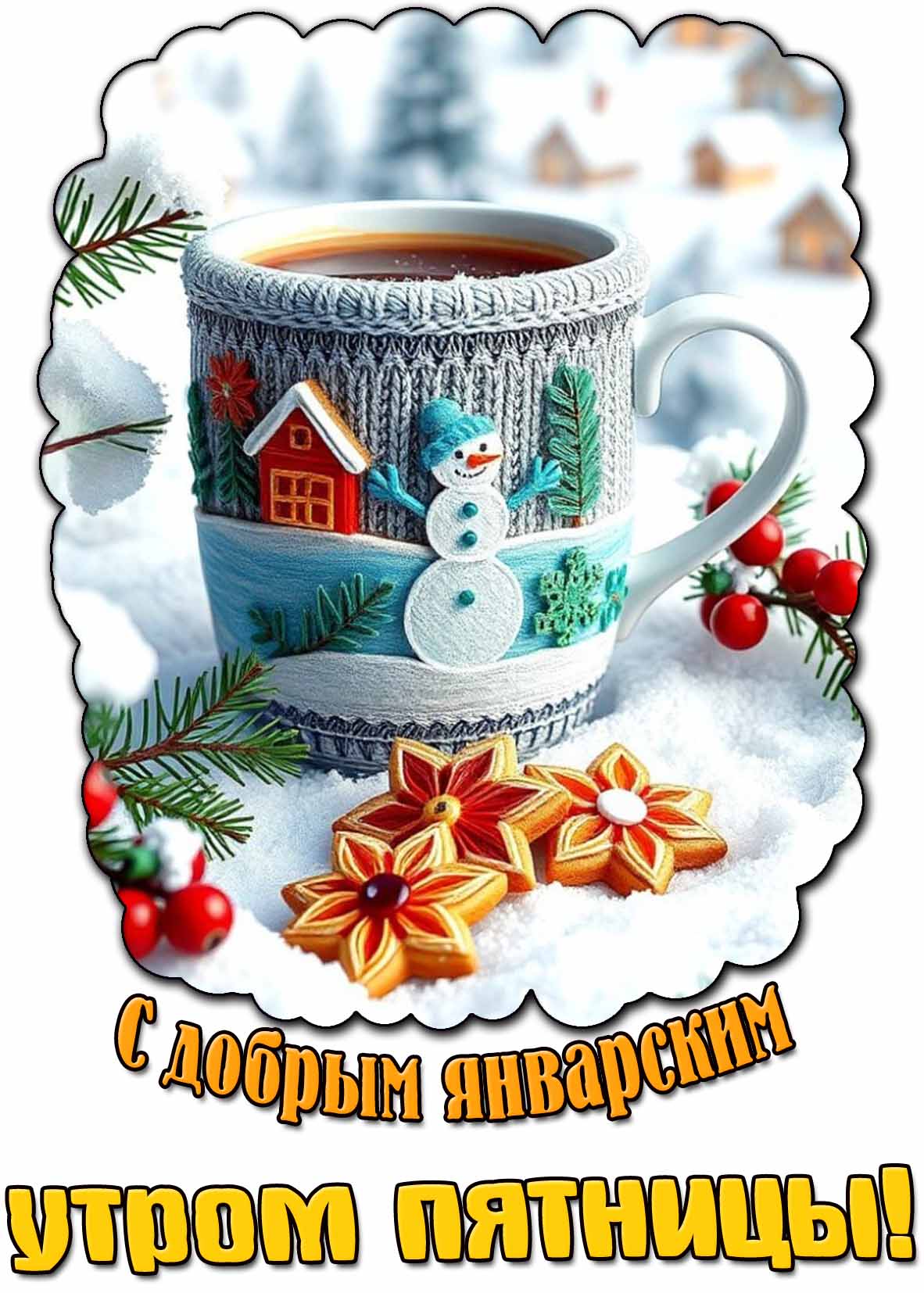 С добрым январским утром пятницы! - картинка с кофе