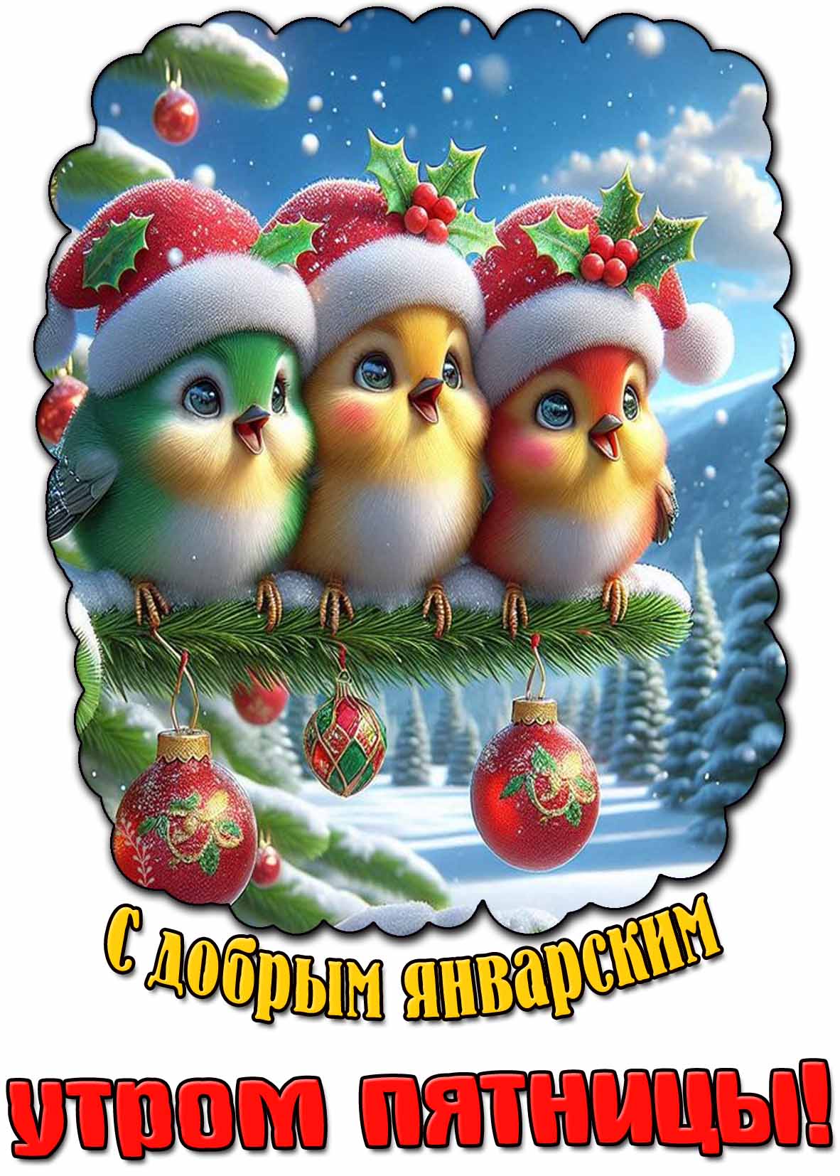 Открытка с добрым январским утром пятницы