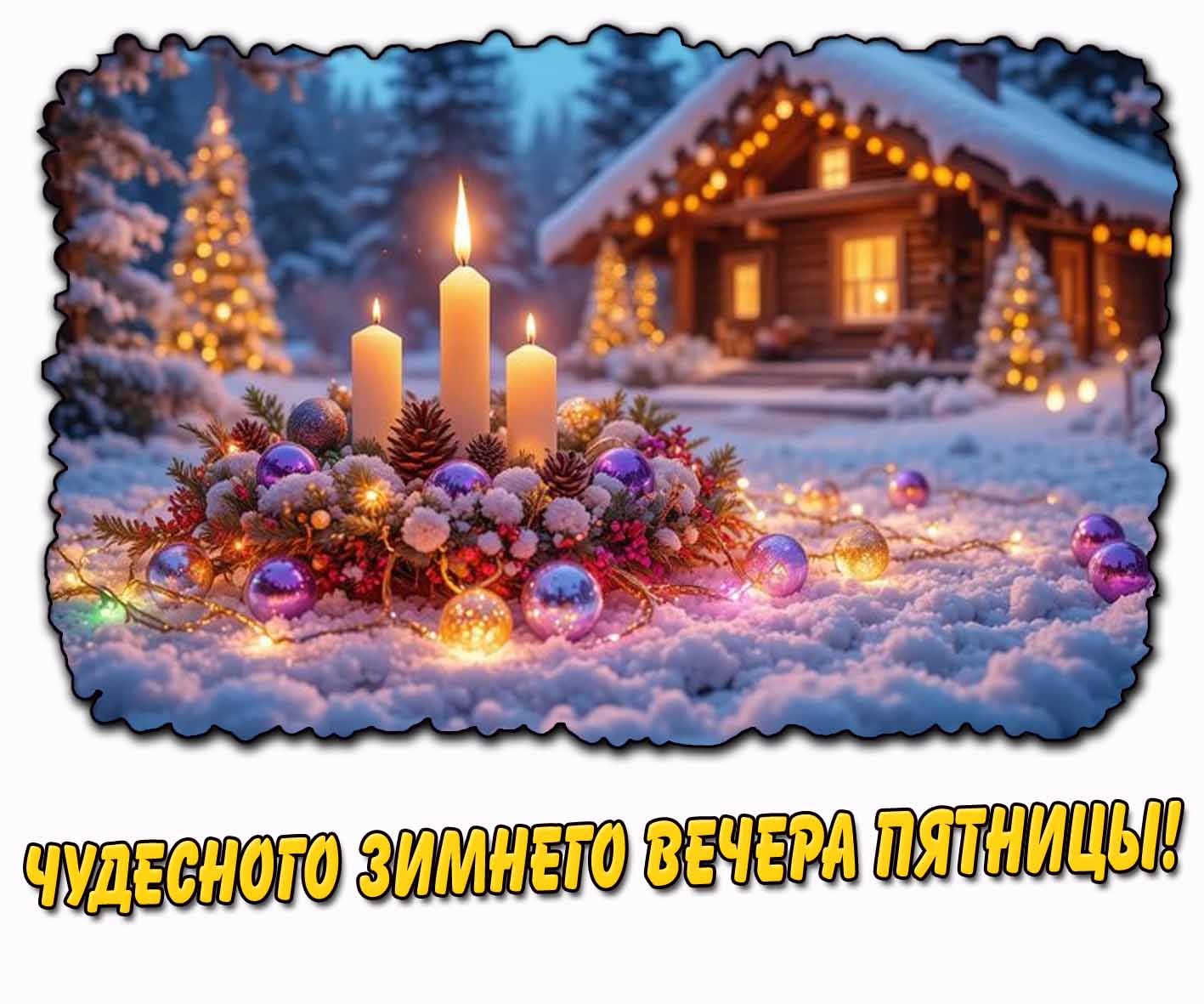 Открытка чудесного зимнего вечера пятницы