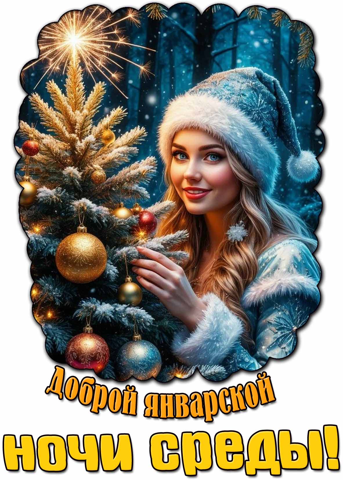 Картинка доброй январской ночи среды