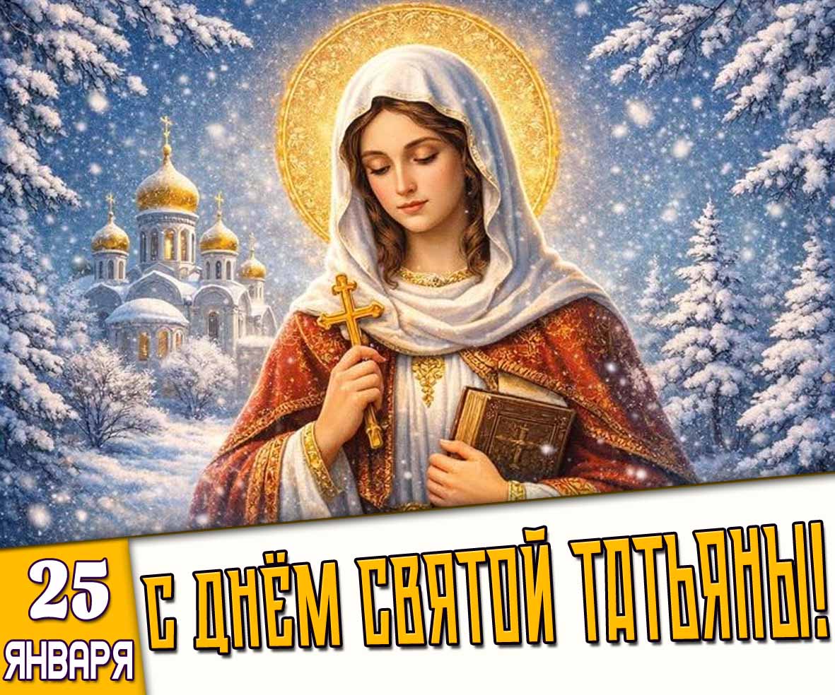 Зимняя открытка "25 января - с днём святой Татьяны!"
