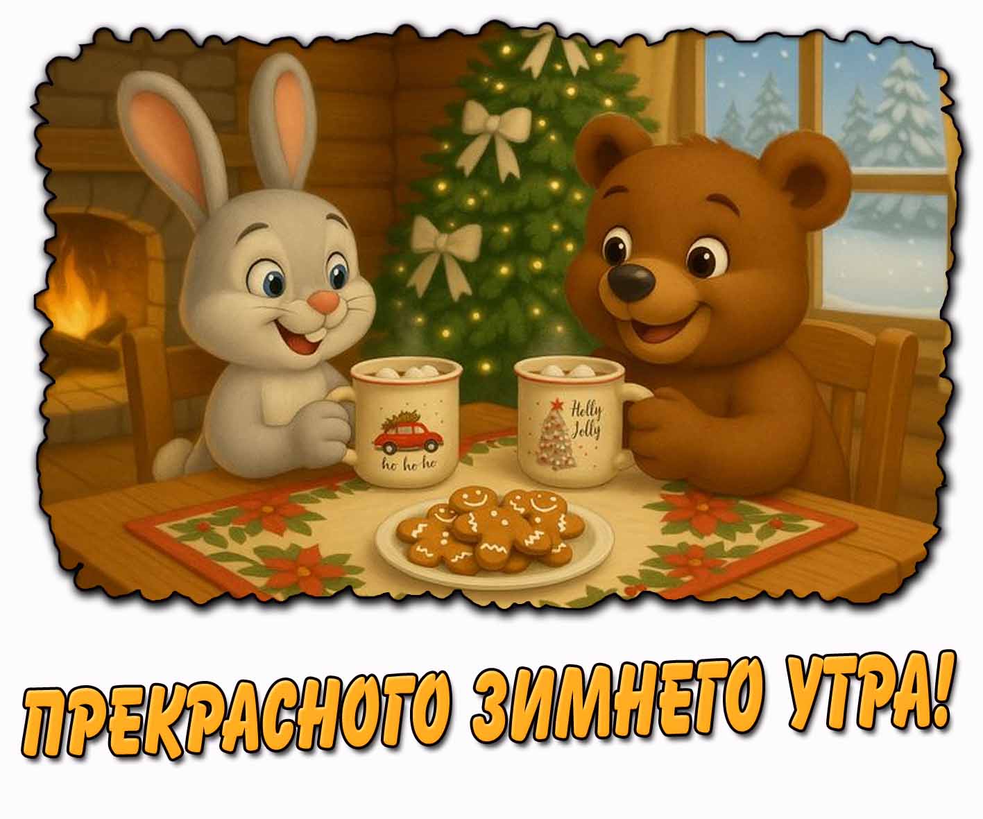 Мультяшная картинка "Прекрасного зимнего утра!"