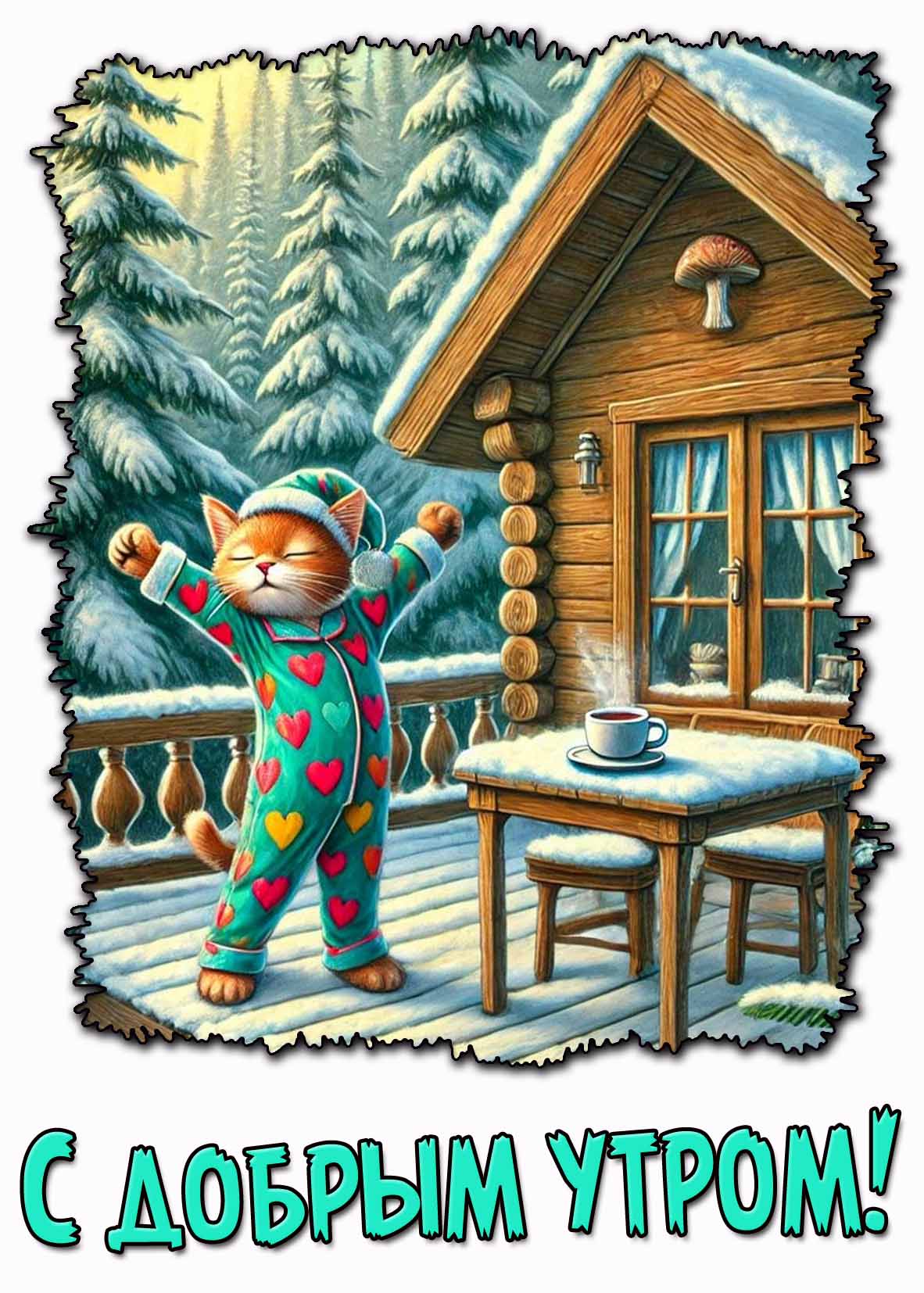 С добрым утром! - прикольная зимняя открытка