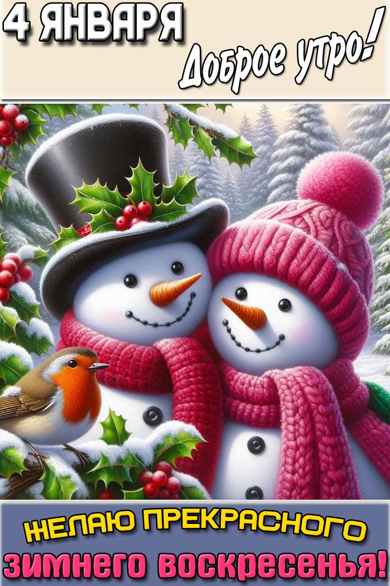 Картинка "4 января доброе утро! Желаю прекрасного зимнего воскресенья!"