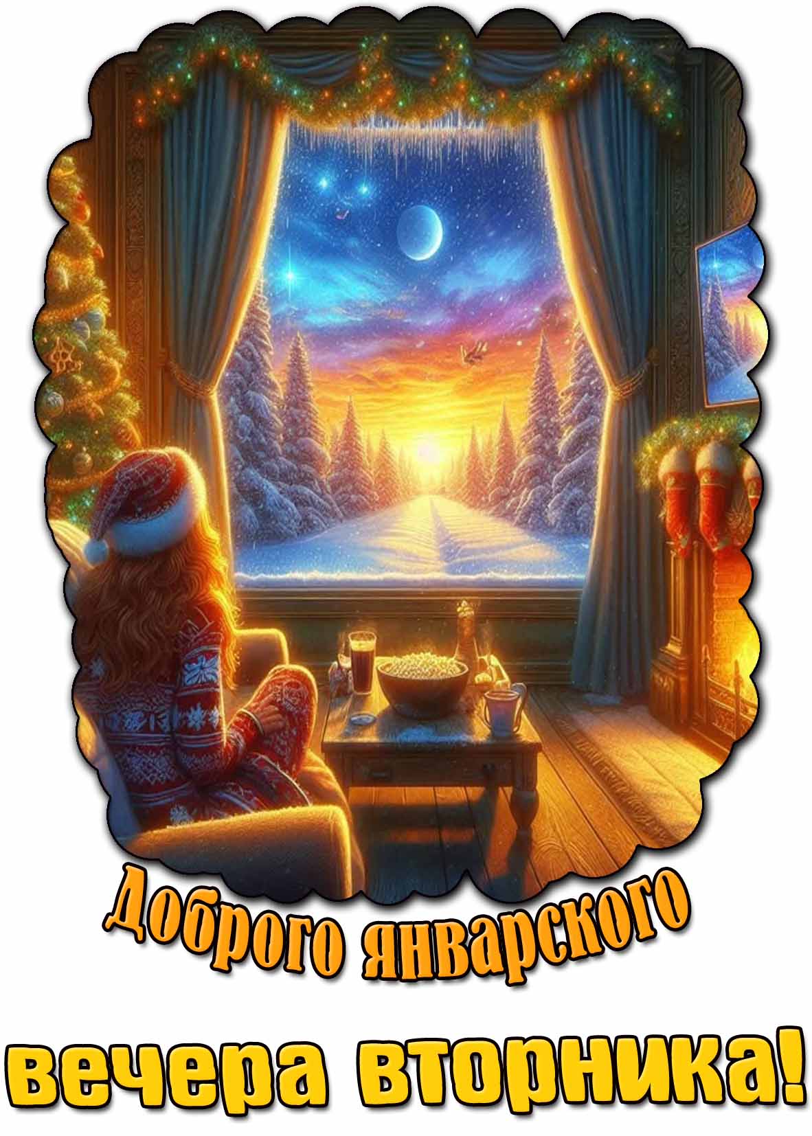 Картинка доброго январского вечера вторника