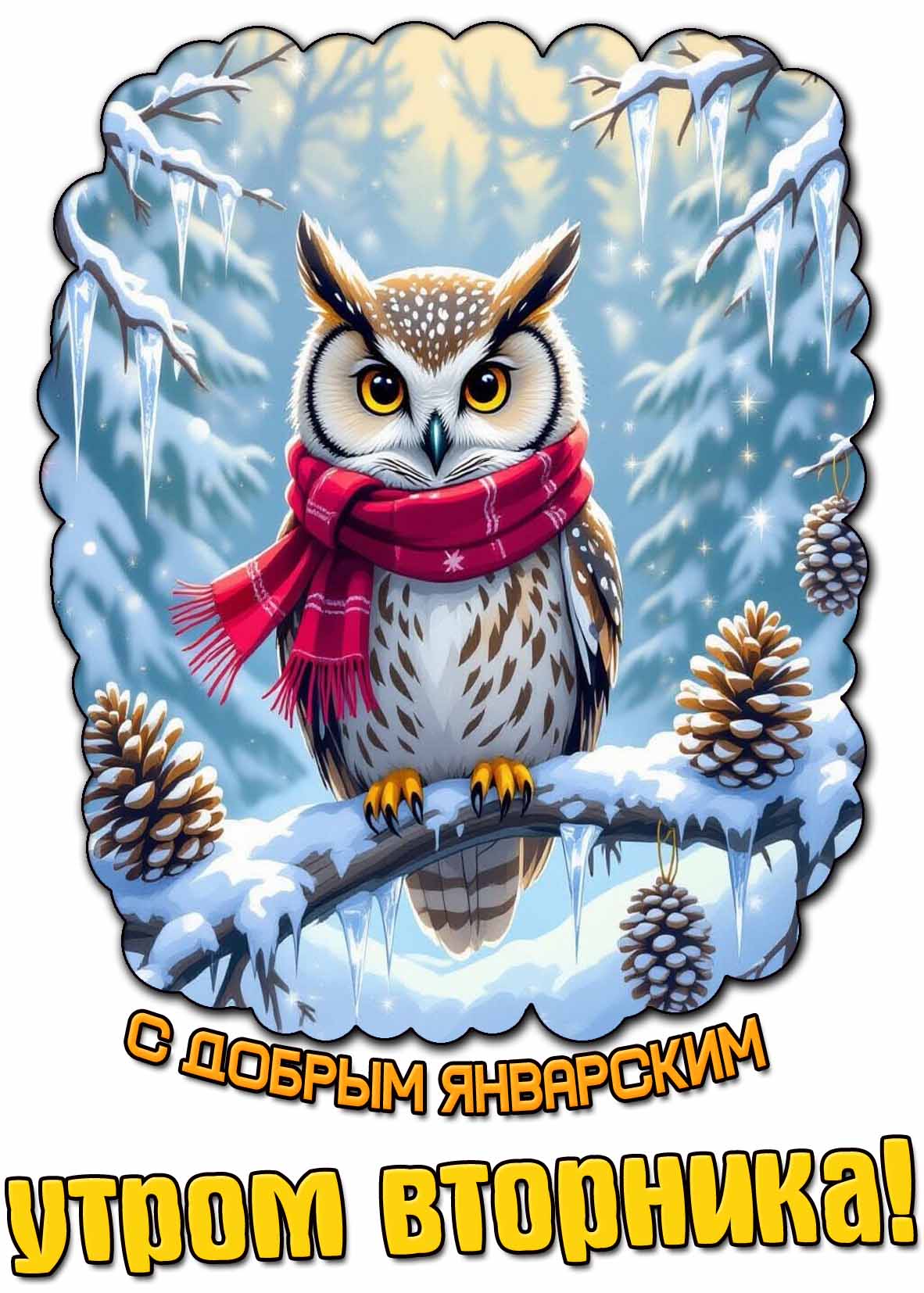 Открытка с добрым январским утром вторника