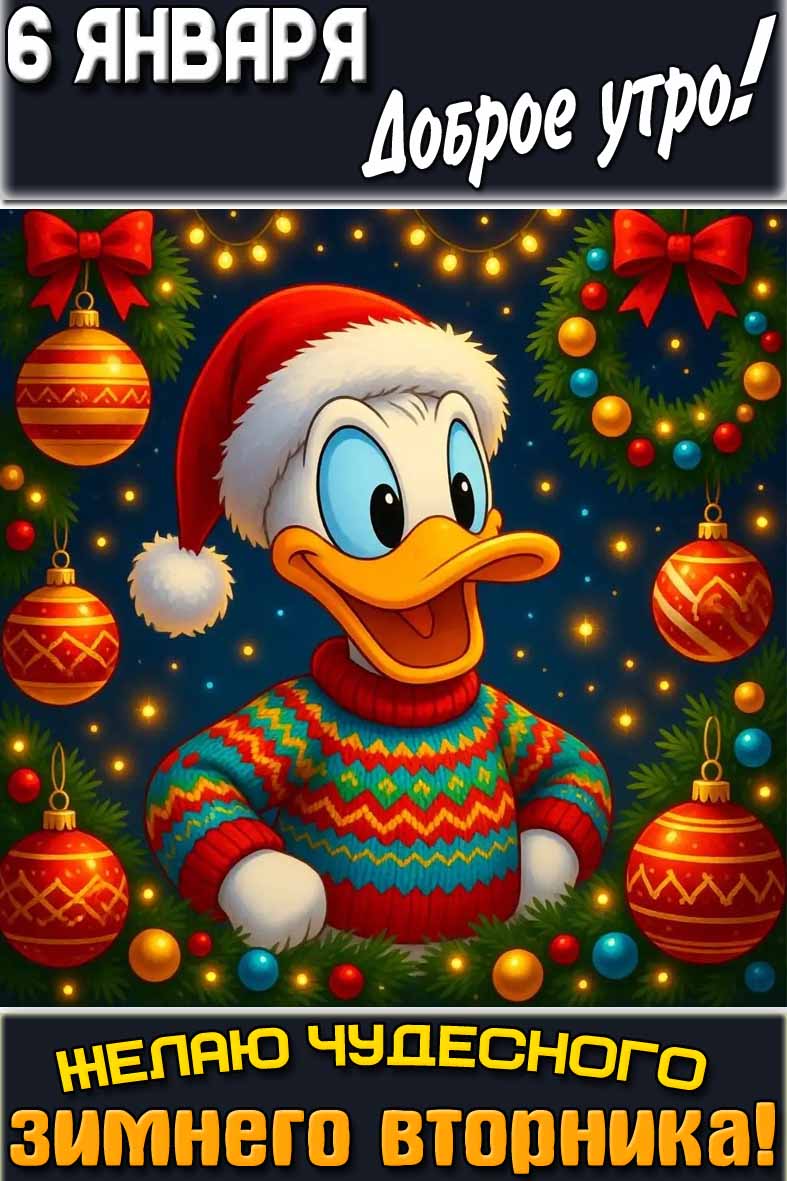Картинка "6 января доброе утро! Желаю чудесного зимнего вторника!"