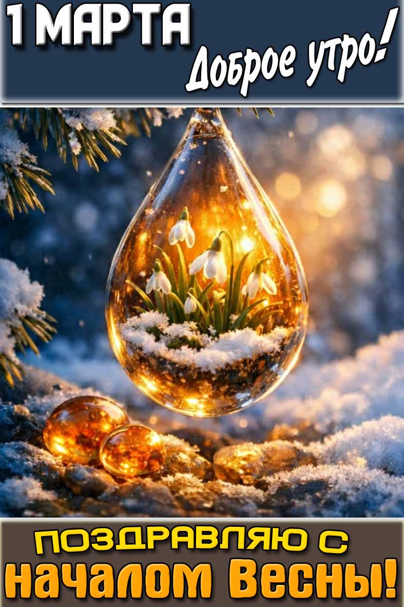 Открытка "1 марта доброе утро! Поздравляю с началом весны!"