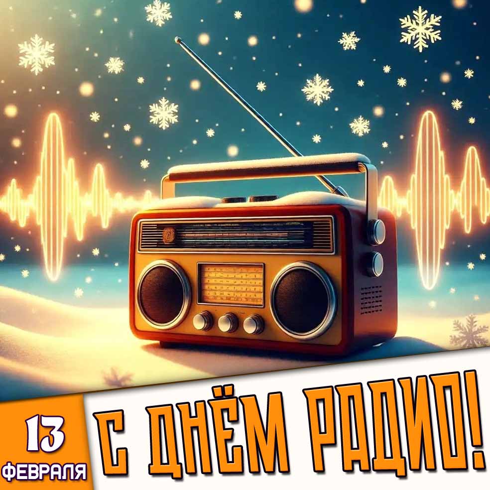 Открытка 13 февраля - с днём радио!