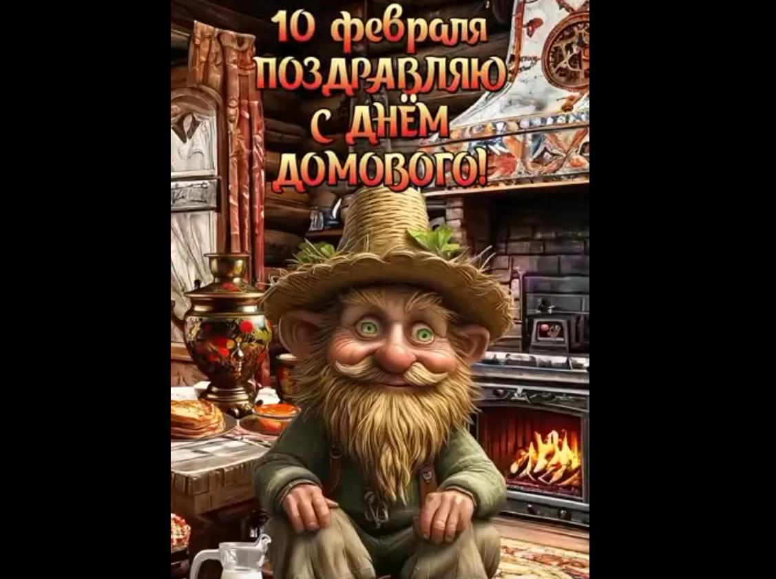 Музыкальная видео открытка с днём домового - 10 февраля