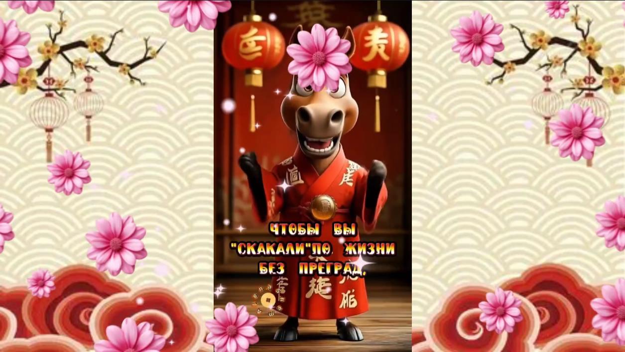 Музыкальная видео открытка на Китайский Новый год лошади - 17 февраля 2026