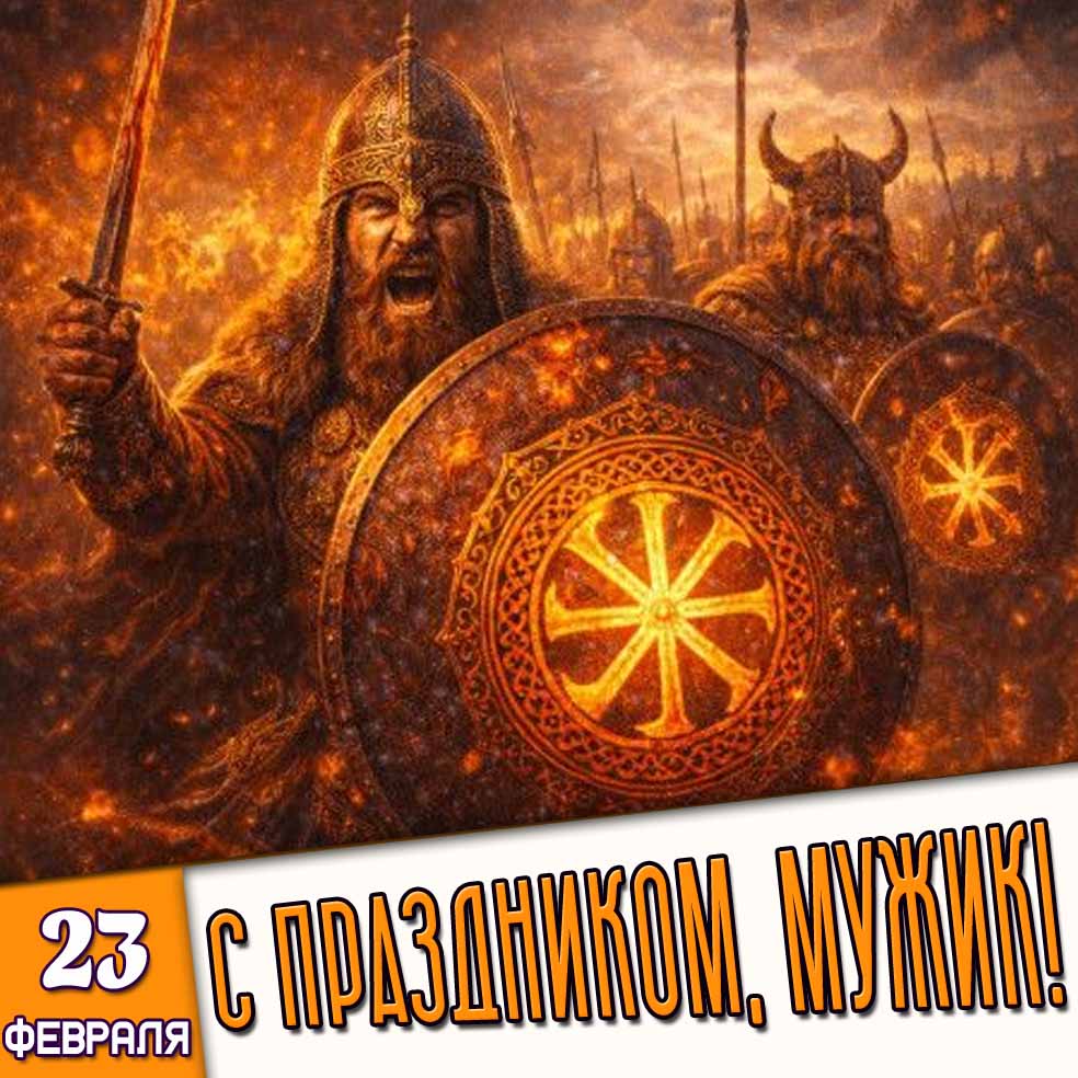 Открытка 23 февраля - С праздником, мужик!