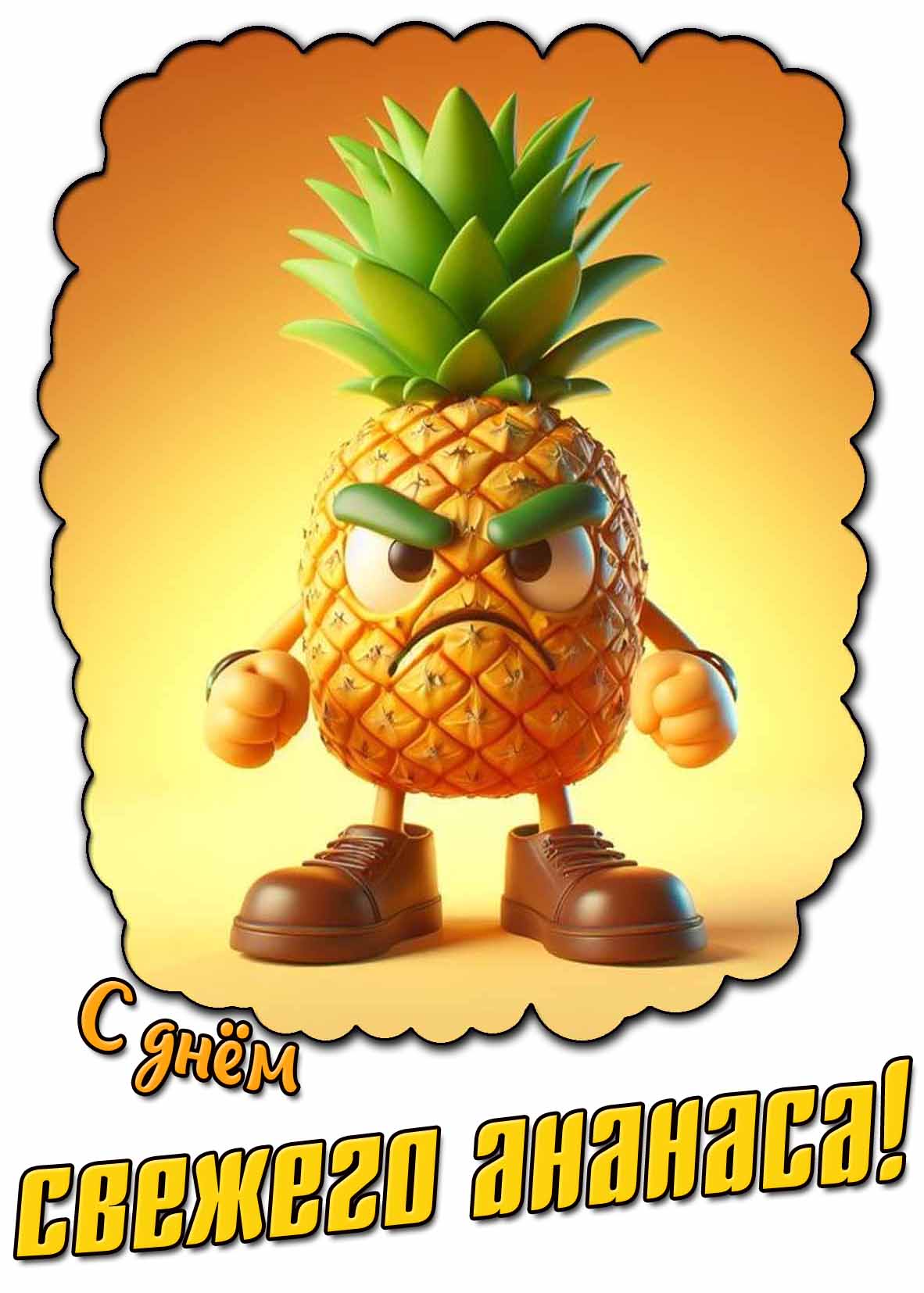 Смешная открытка с днём свежего ананаса