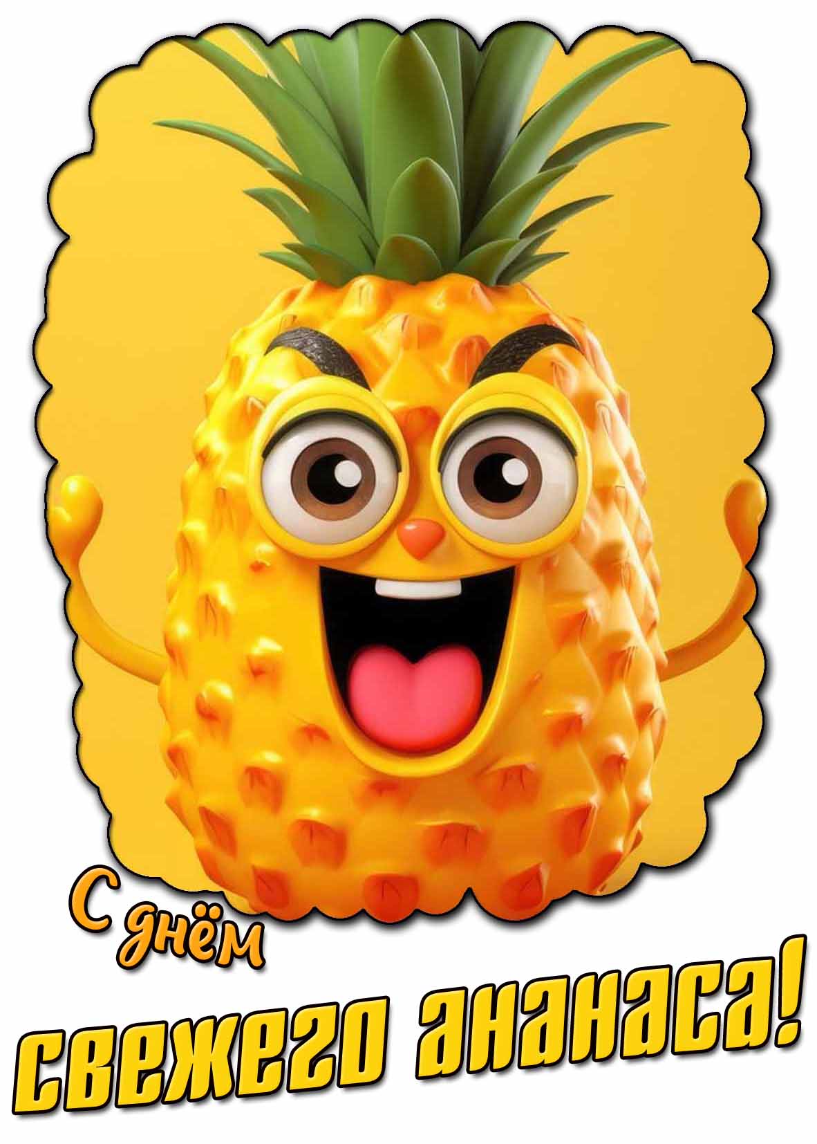 Открытка с днём свежего ананаса