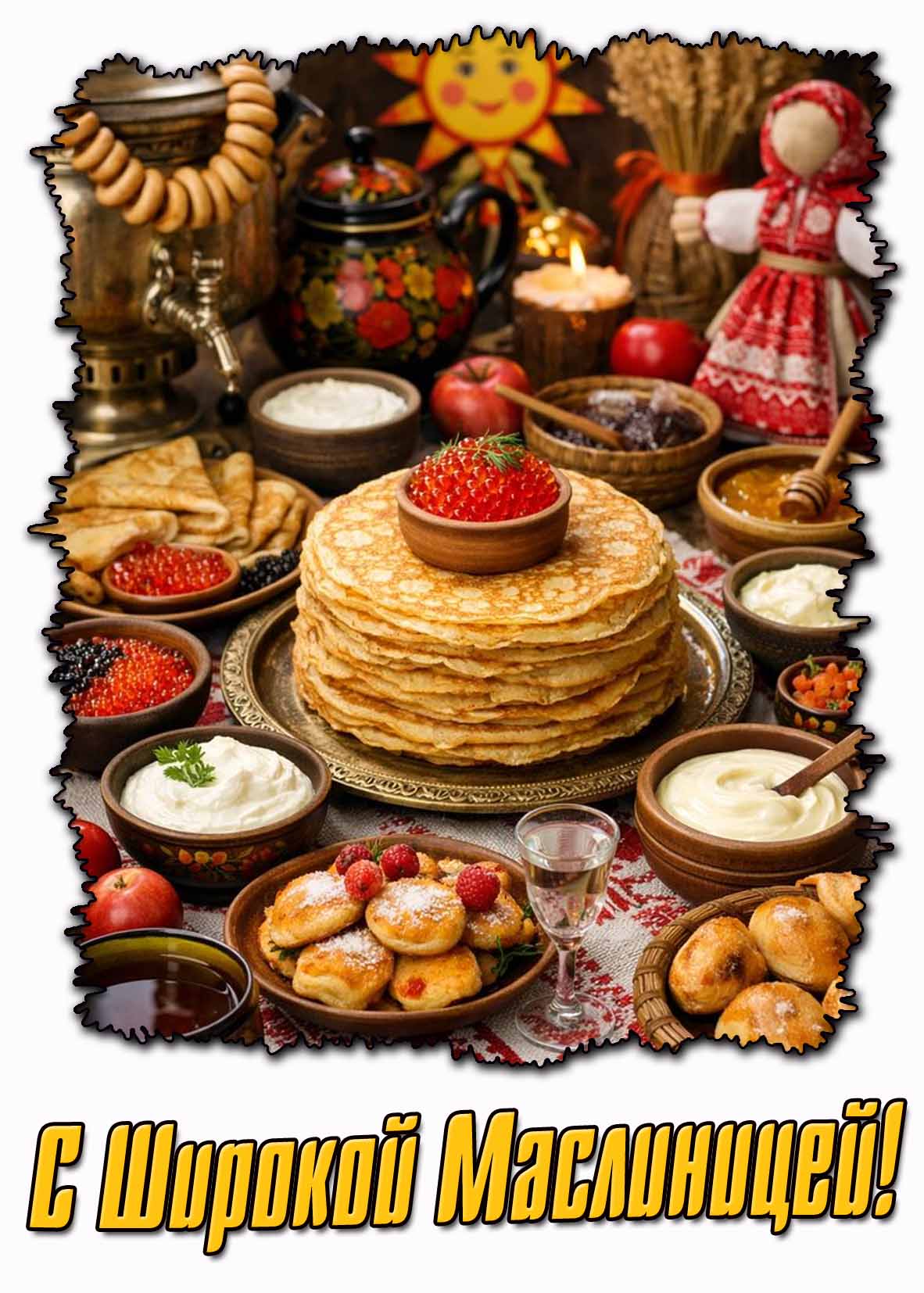 Открытка с Широкой Масленицей