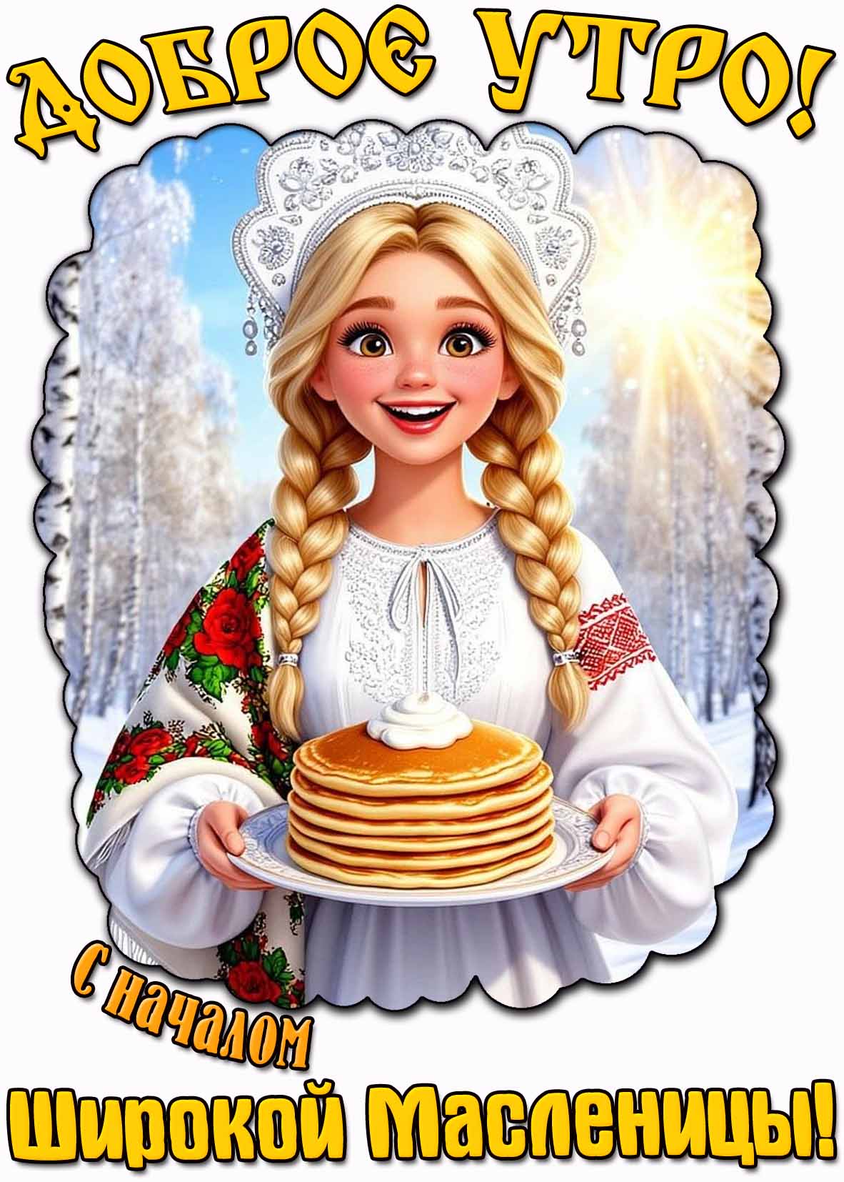 Картинка "Доброе утро! С началом Широкой Масленицы!"