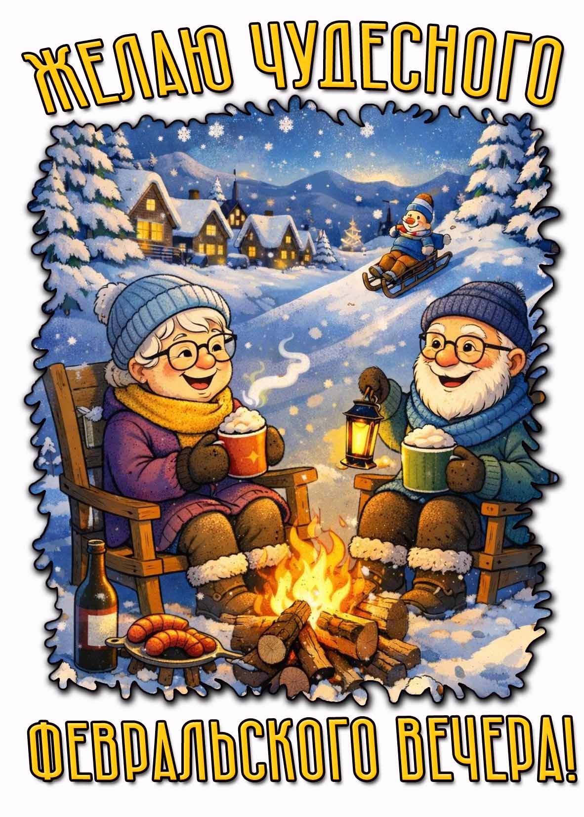 Открытка "Желаю чудесного февральского вечера!"