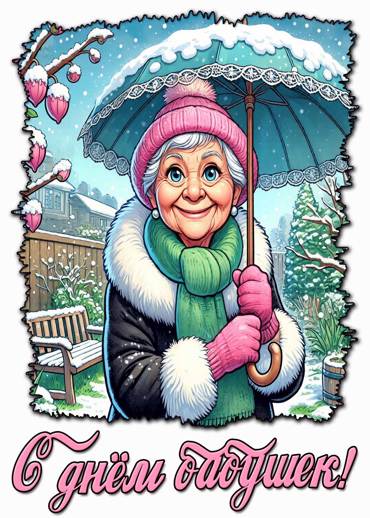 С днём бабушек! - тематическая открытка