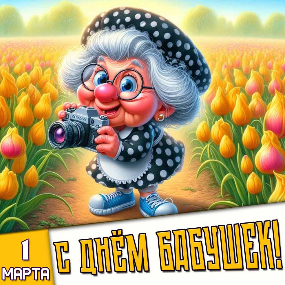 Прикольная открытка 1 марта - с днём бабушек!