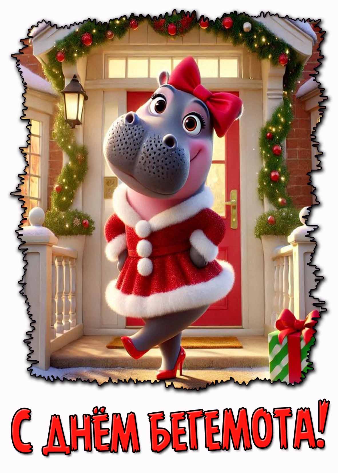 Прикольная картинка с днём бегемота