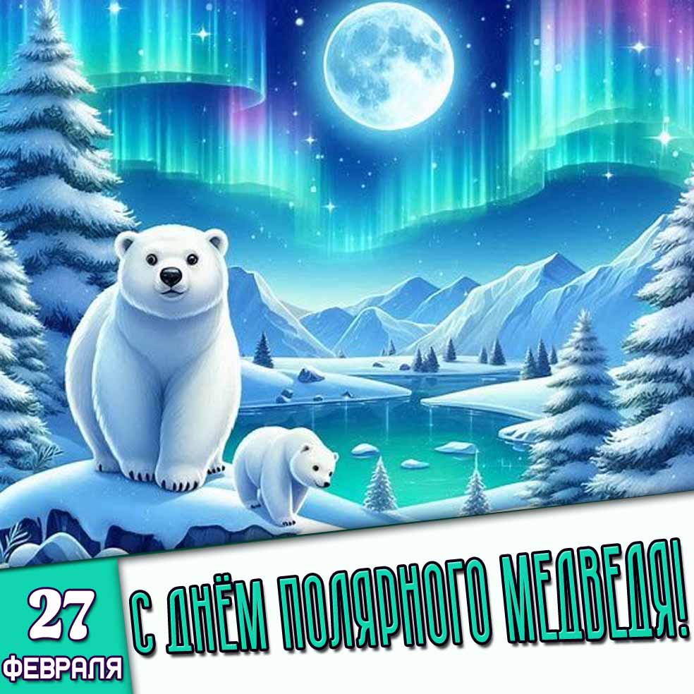 Картинка 27 февраля - с днём полярного медведя!