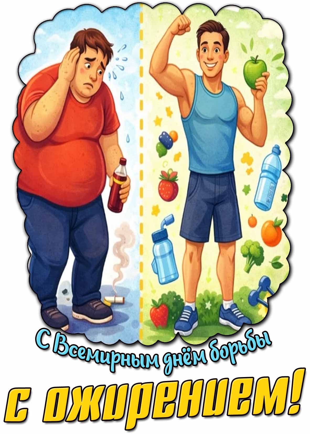 С Всемирным днём борьбы с ожирением! - открытка для мужчины