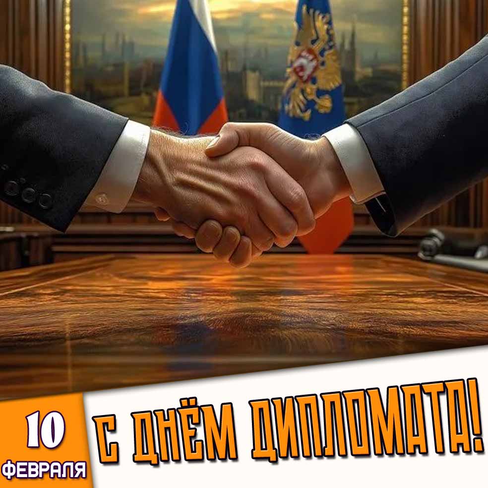 Открытка 10 февраля - с днём дипломата!