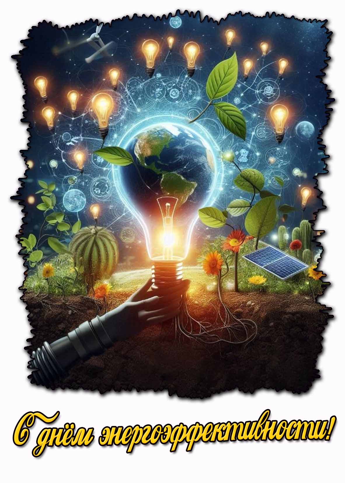 С днём энергоэффективности! - креативная открытка