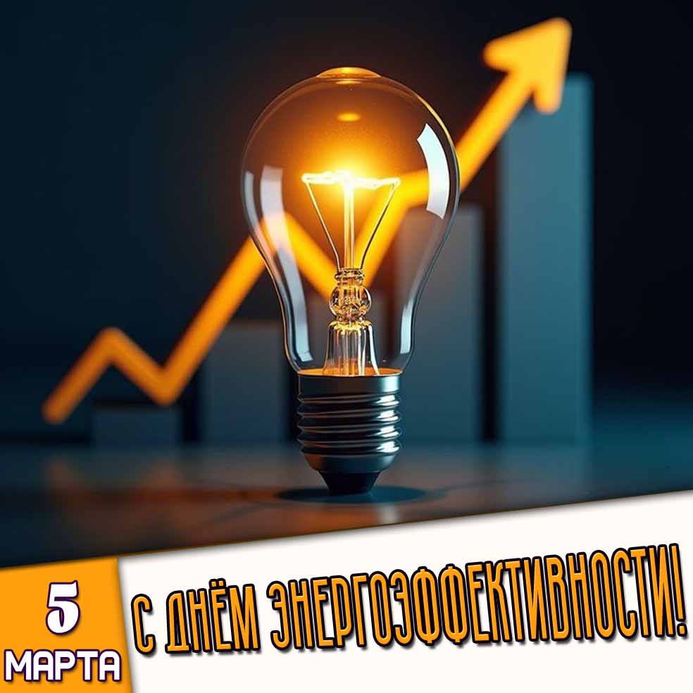 Открытка 5 марта - с днём энергоэффективности!