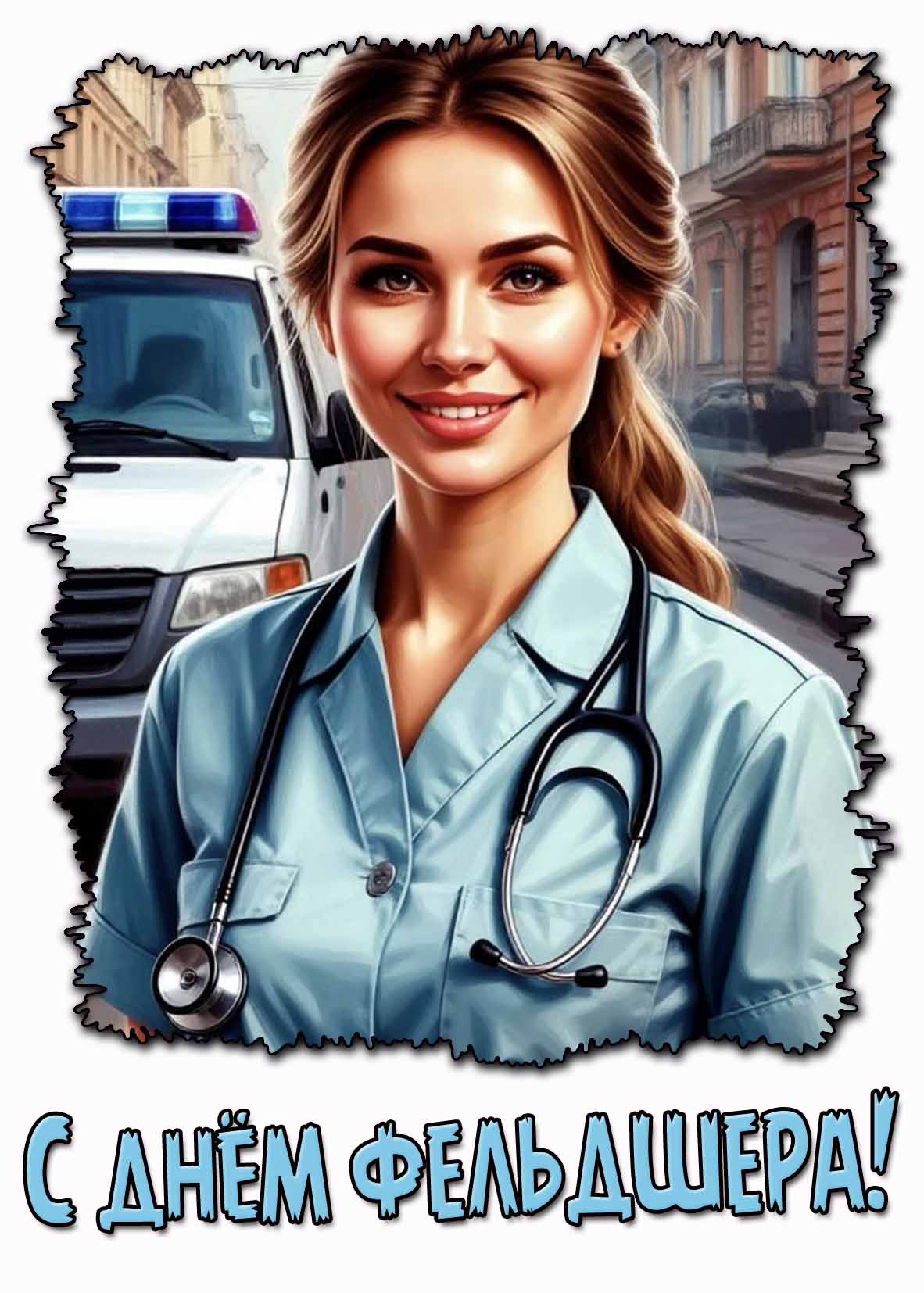 С днём фельдшера! - открытка для женщины