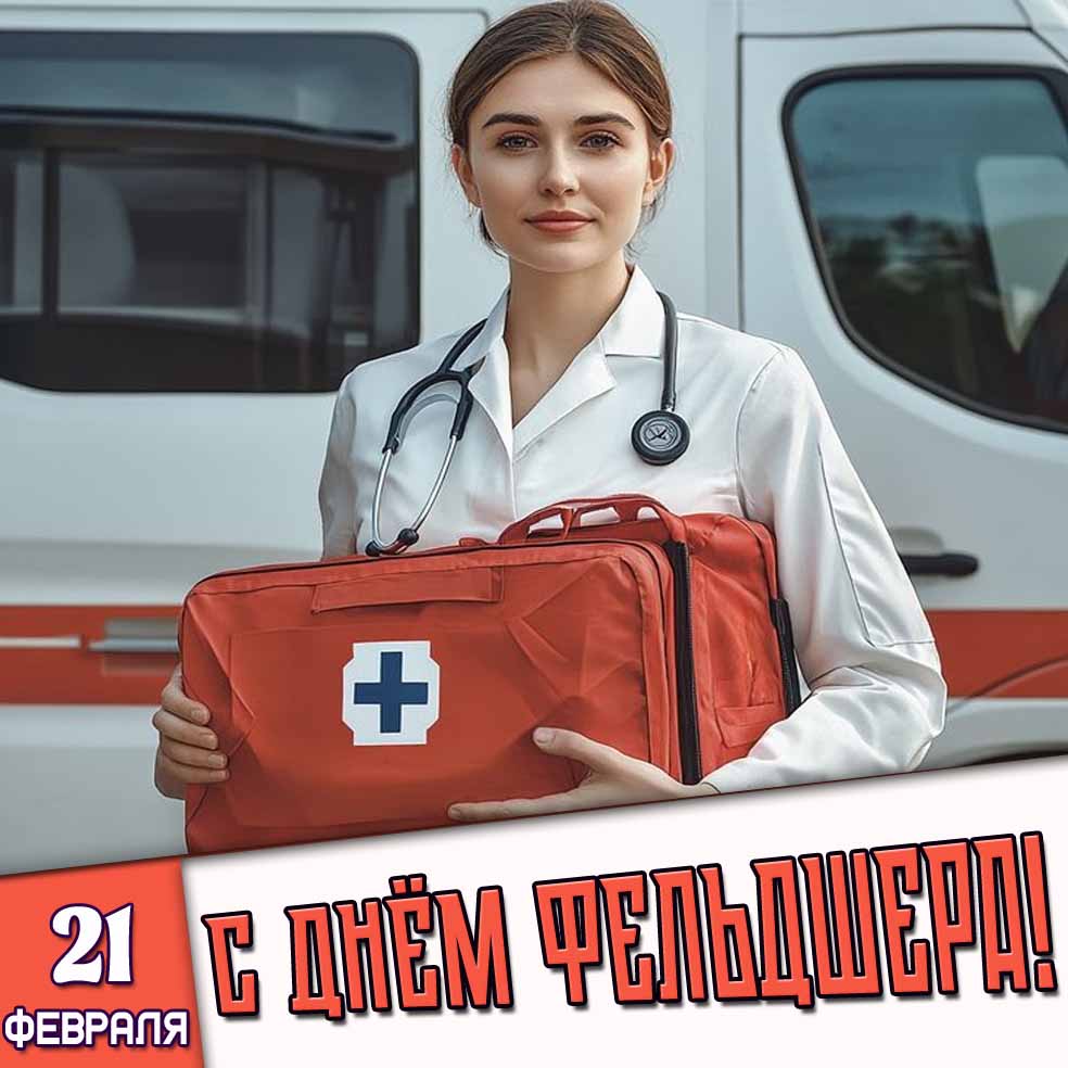 Открытка 21 февраля - С днём фельдшера!