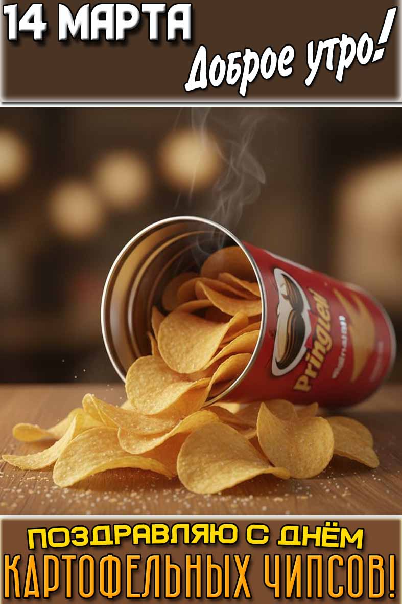 Картинка "14 марта доброе утро! Поздравляю с днём картофельных чипсов!"