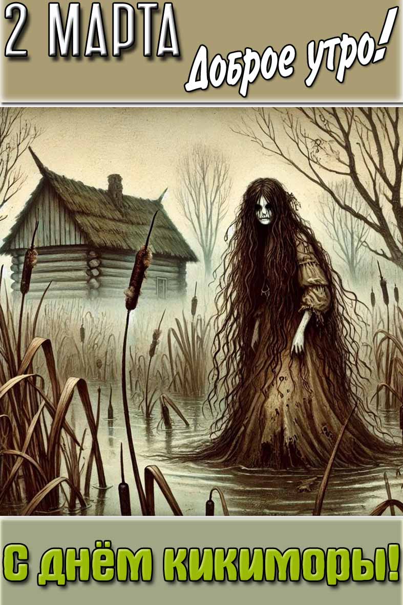 Открытка "2 марта доброе утро! С днём кикиморы!"
