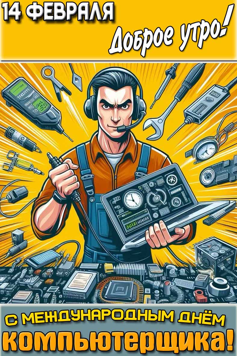 Картинка "14 февраля доброе утро! С Международным днём компьютерщика!"