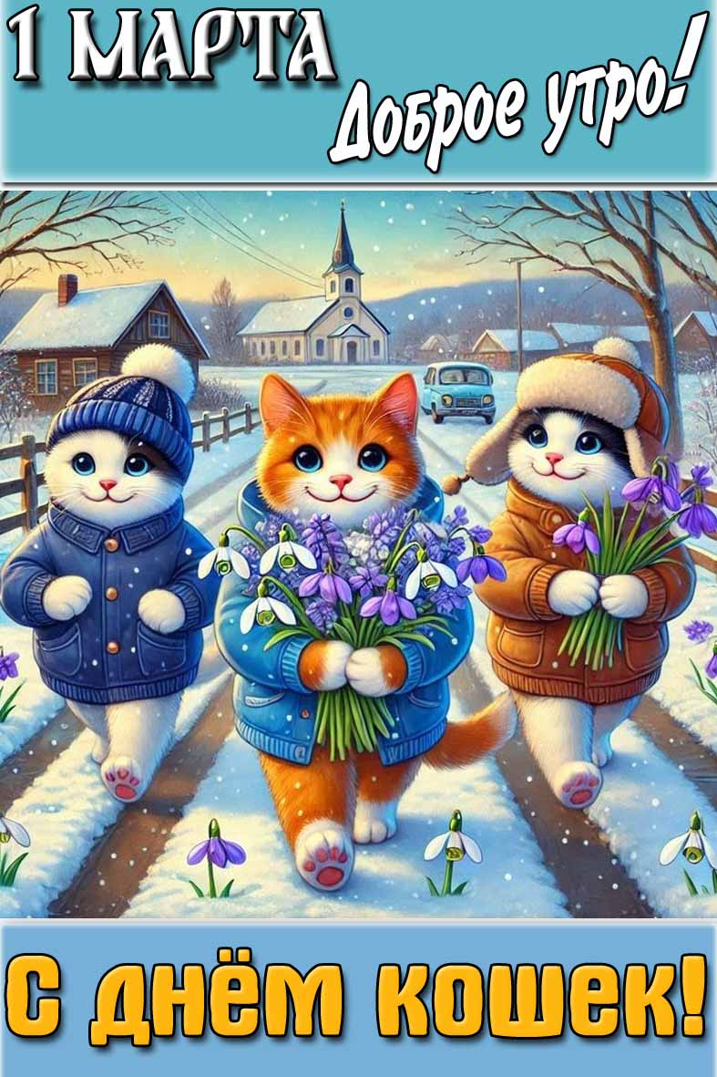 Картинка "1 марта доброе утро! С днём кошек!"