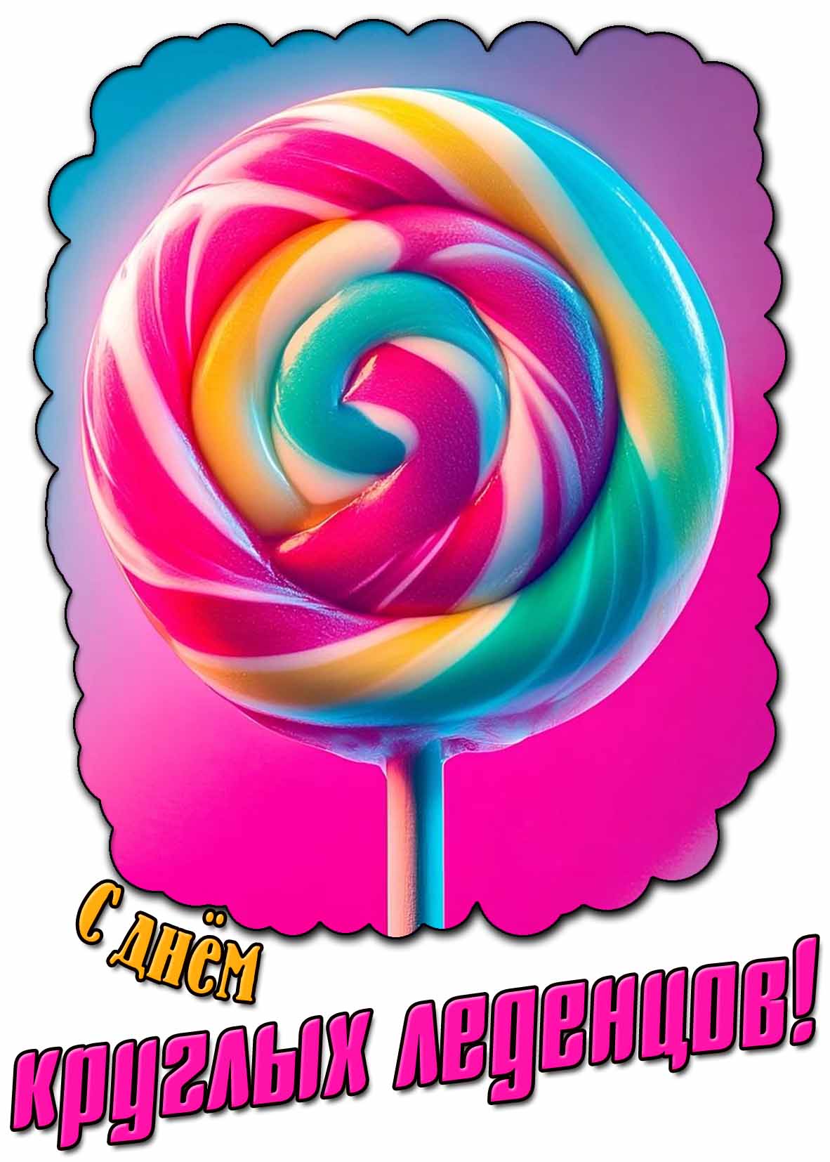 Открытка с днём круглых леденцов