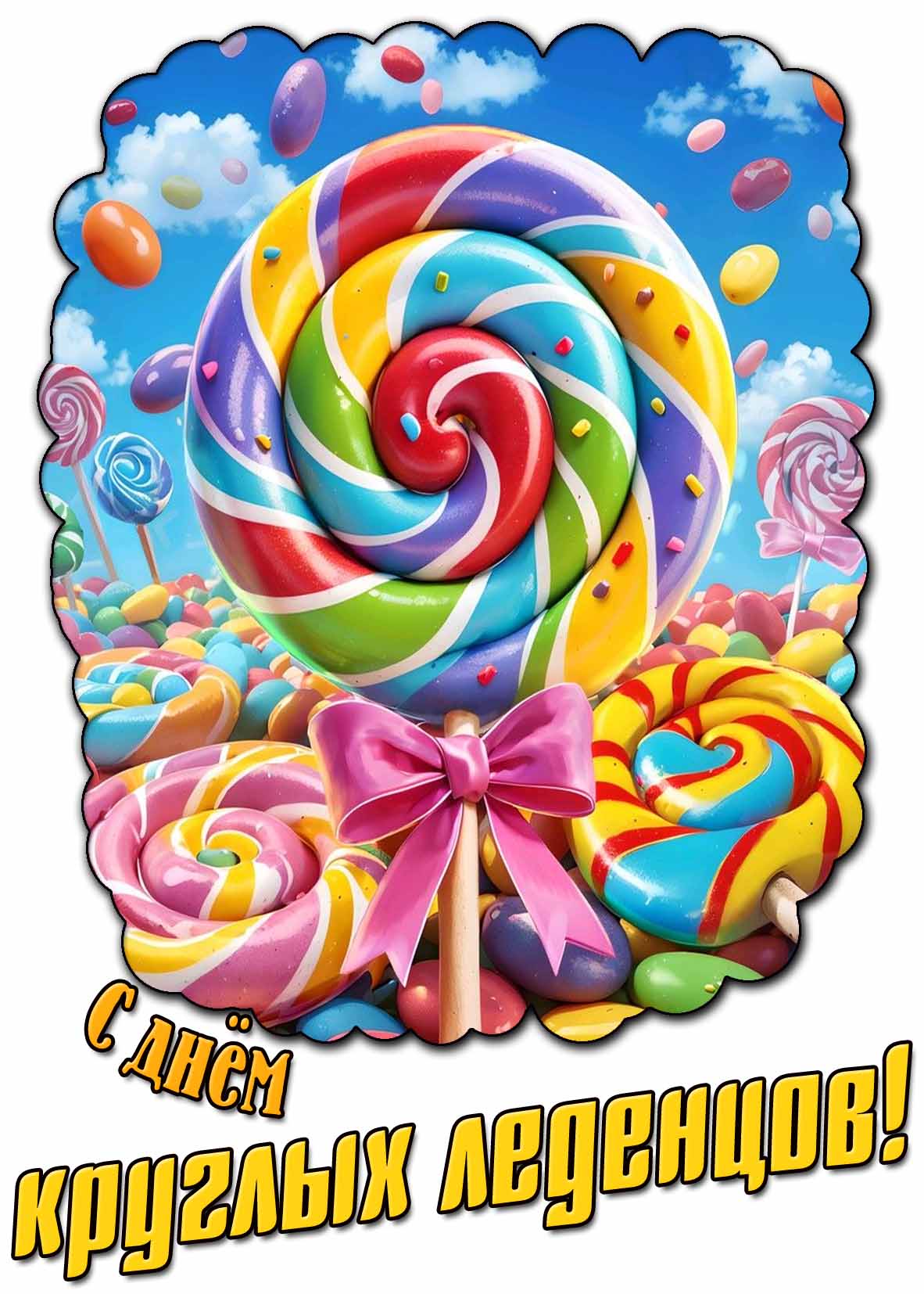 Красивая открытка с днём круглых леденцов