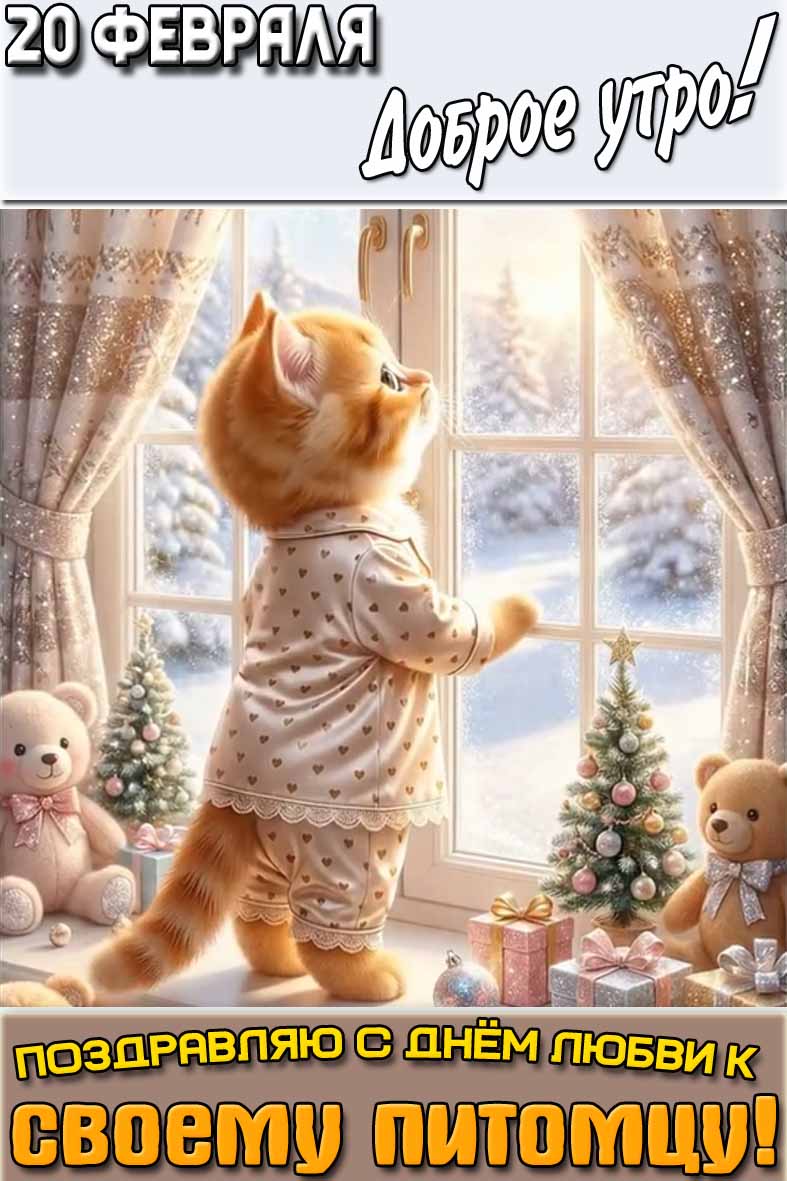 Картинка "20 февраля доброе утро! Поздравляю с днём любви к своему питомцу!"