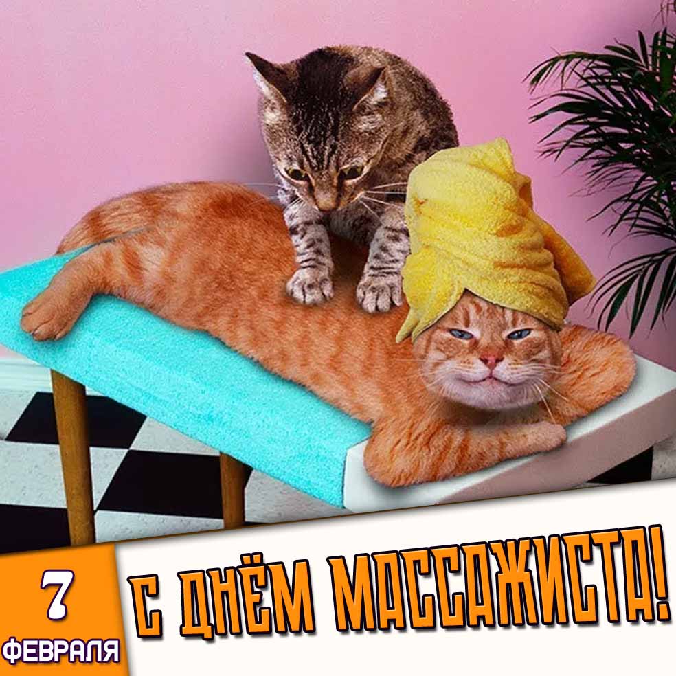 Смешная открытка 7 февраля - с днём массажиста!