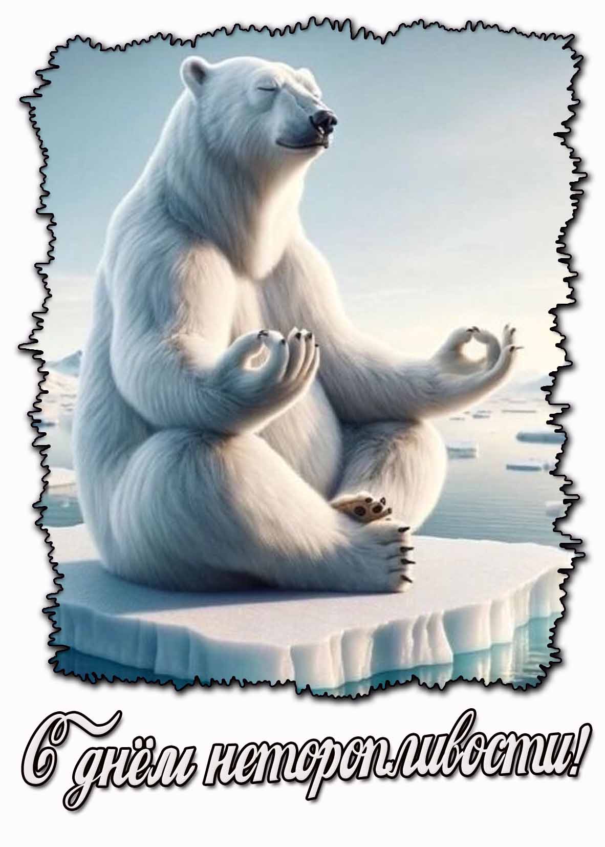 С днём неторопливости! - прикольная открытка с медведем