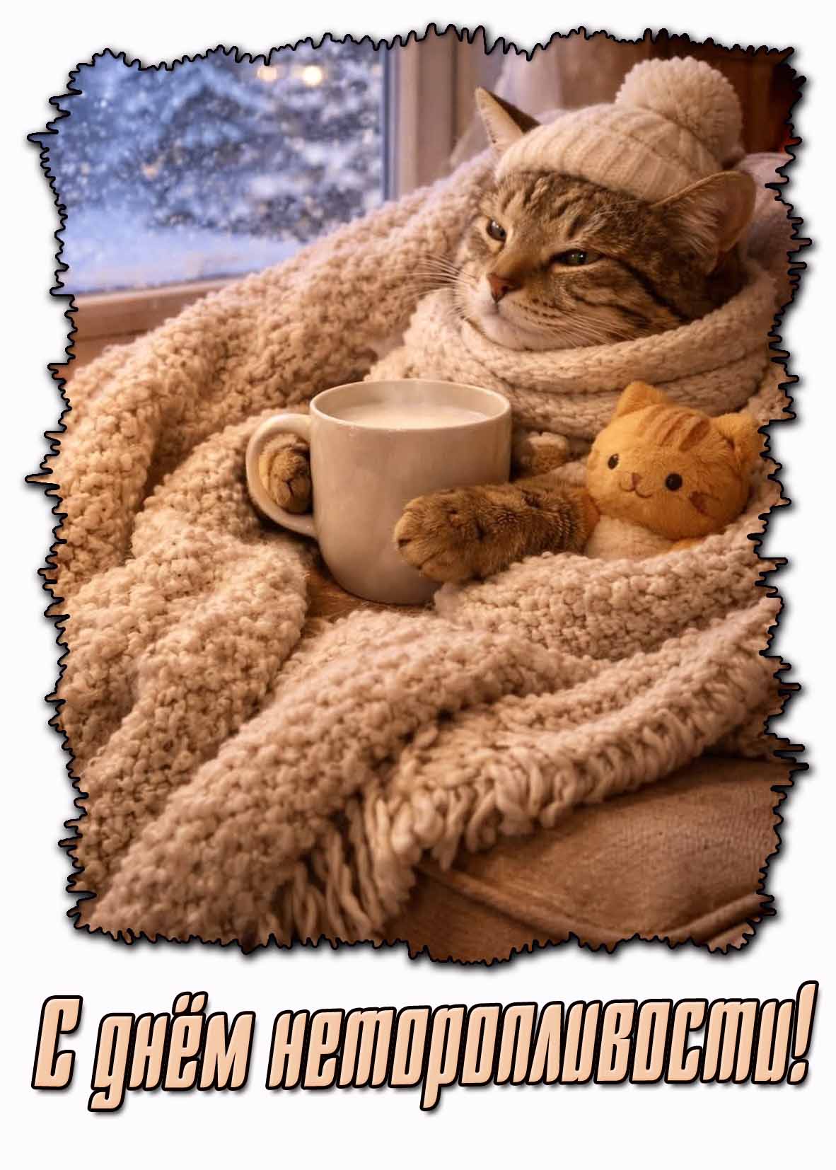 С днём неторопливости! - открытка с котом